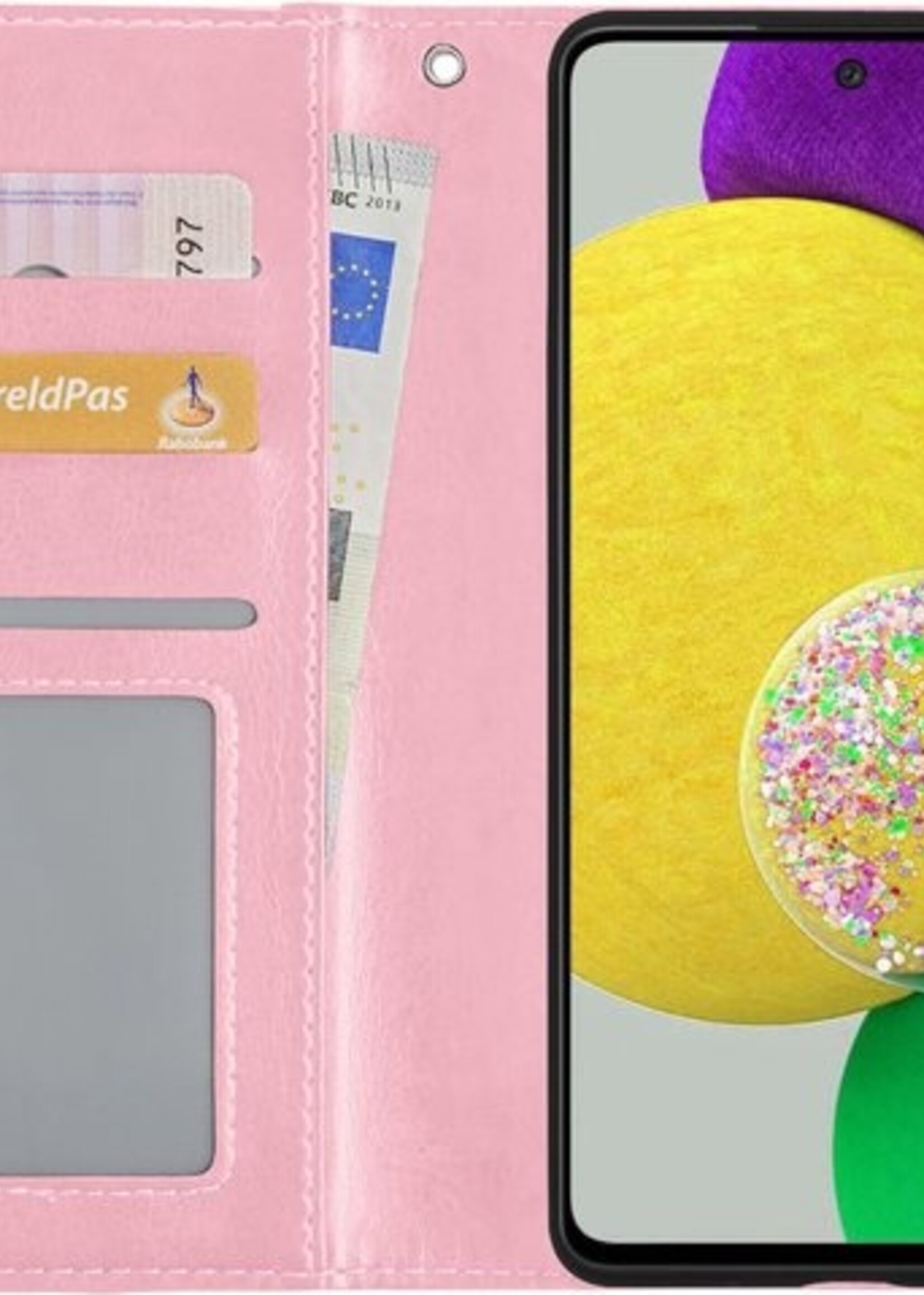 LUQ Hoesje Geschikt voor Samsung A52s Hoesje Book Case Hoes Wallet Cover - Hoes Geschikt voor Samsung Galaxy A52s 5G Hoesje Bookcase Hoes - Lichtroze