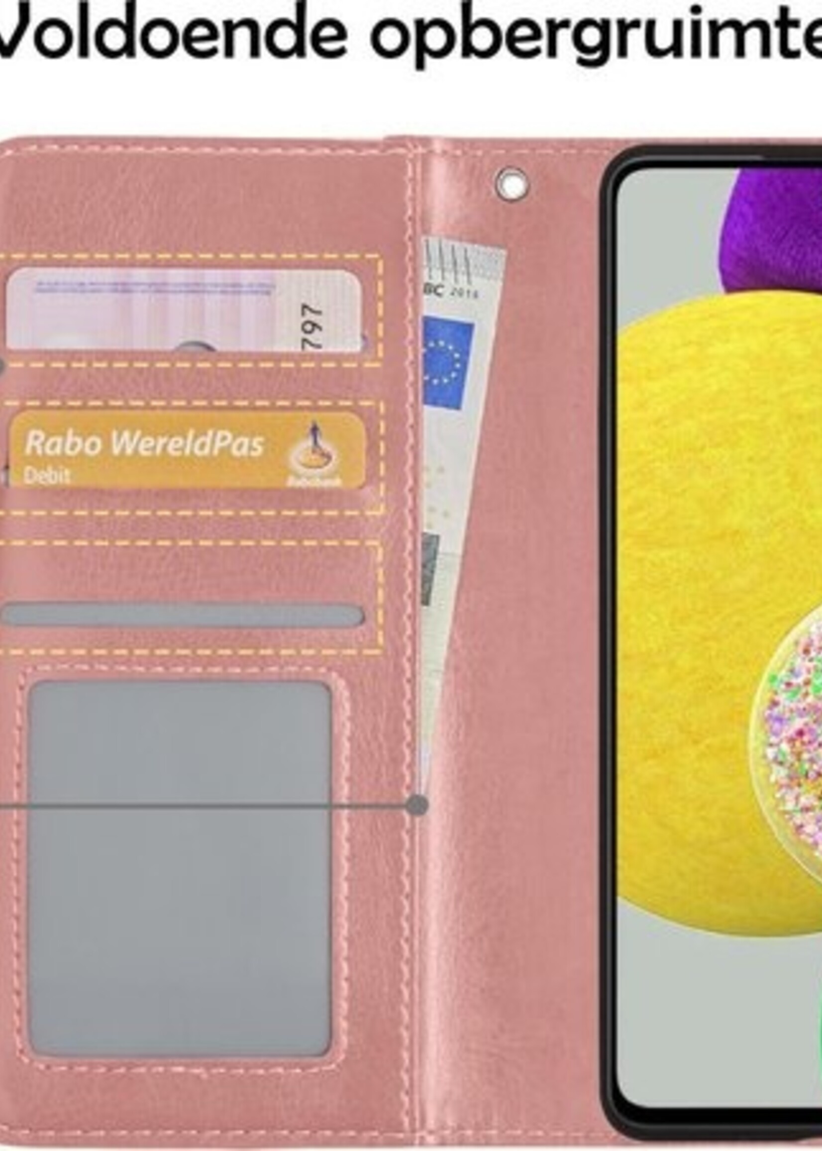 LUQ Hoesje Geschikt voor Samsung A52s Hoesje Book Case Hoes Wallet Cover - Hoes Geschikt voor Samsung Galaxy A52s 5G Hoesje Bookcase Hoes - Rosé goud