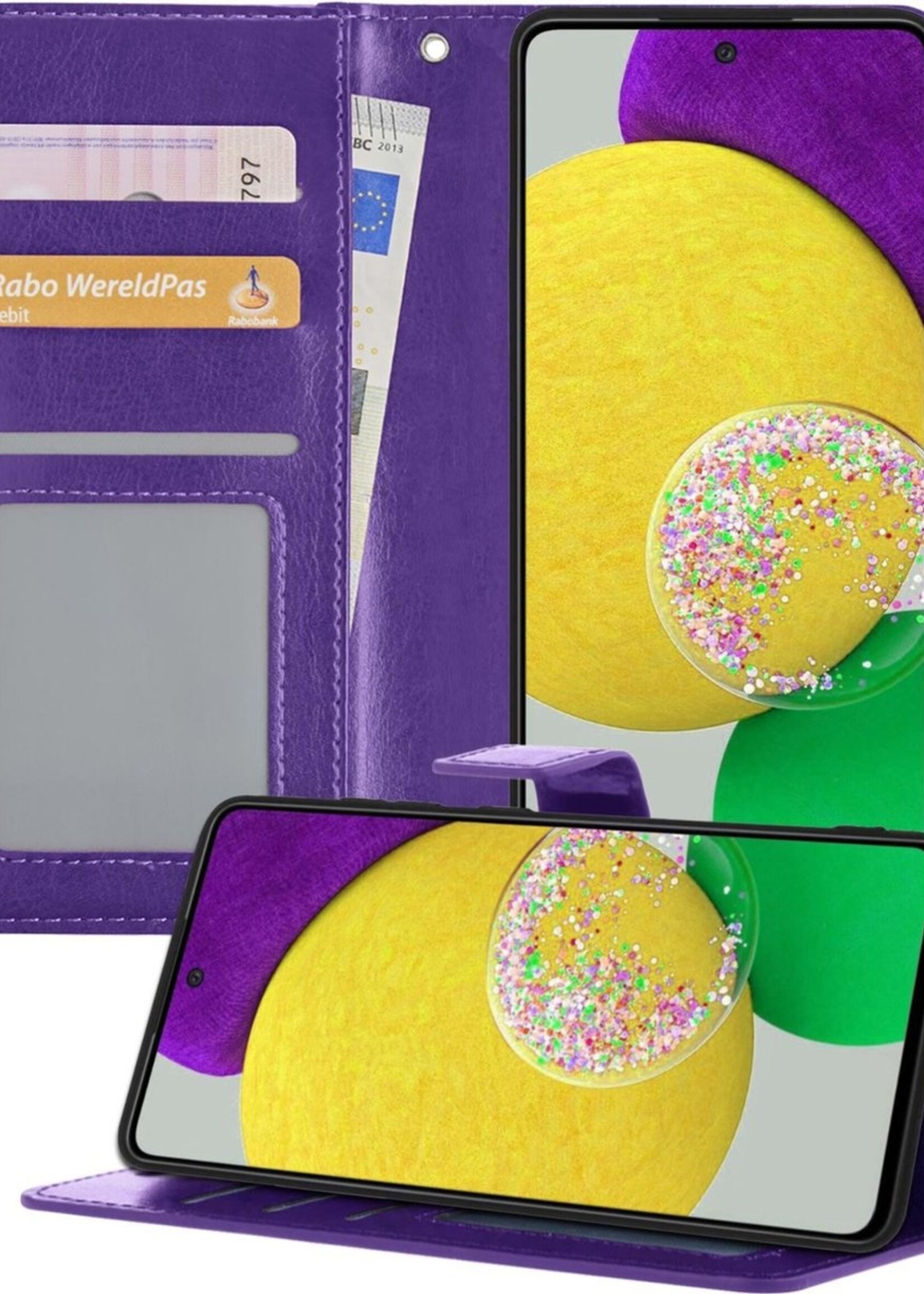 LUQ Hoesje Geschikt voor Samsung A52s Hoesje Book Case Hoes Wallet Cover - Hoes Geschikt voor Samsung Galaxy A52s 5G Hoesje Bookcase Hoes - Paars