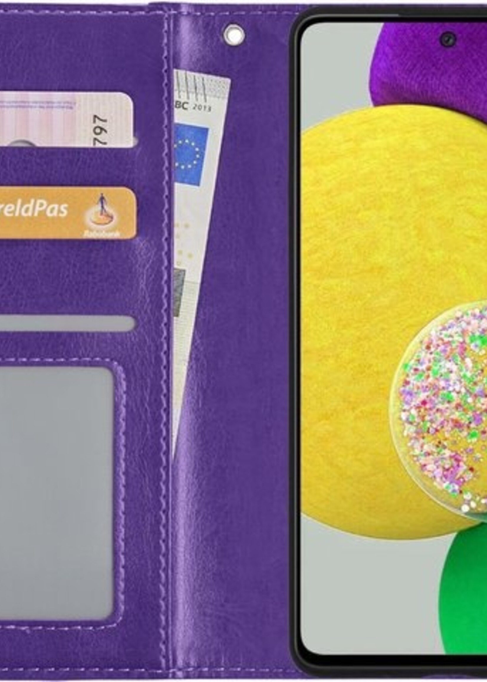 LUQ Hoesje Geschikt voor Samsung A52s Hoesje Book Case Hoes Wallet Cover - Hoes Geschikt voor Samsung Galaxy A52s 5G Hoesje Bookcase Hoes - Paars