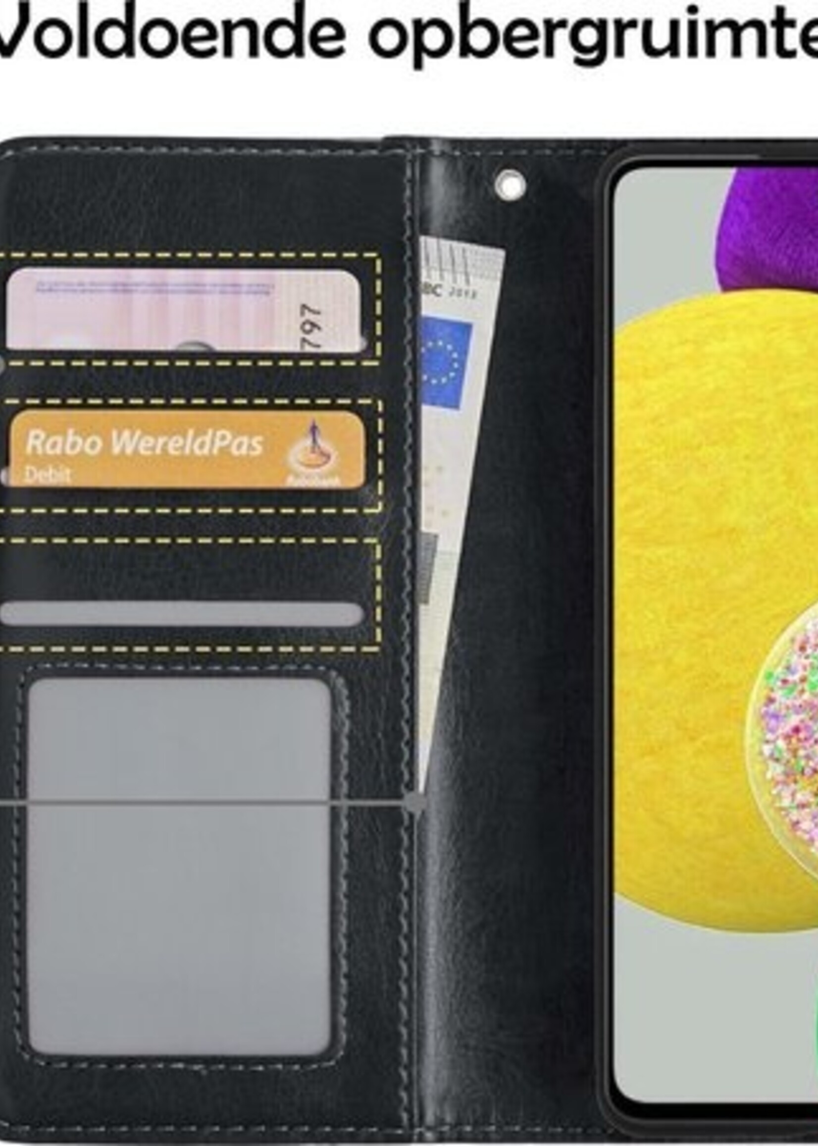 LUQ Hoesje Geschikt voor Samsung A52s Hoesje Book Case Hoes Wallet Cover Met Screenprotector - Hoes Geschikt voor Samsung Galaxy A52s 5G Hoesje Bookcase Hoes - Zwart