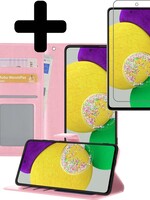 LUQ LUQ Samsung Galaxy A52s Hoesje Bookcase Lichtroze Met Screenprotector