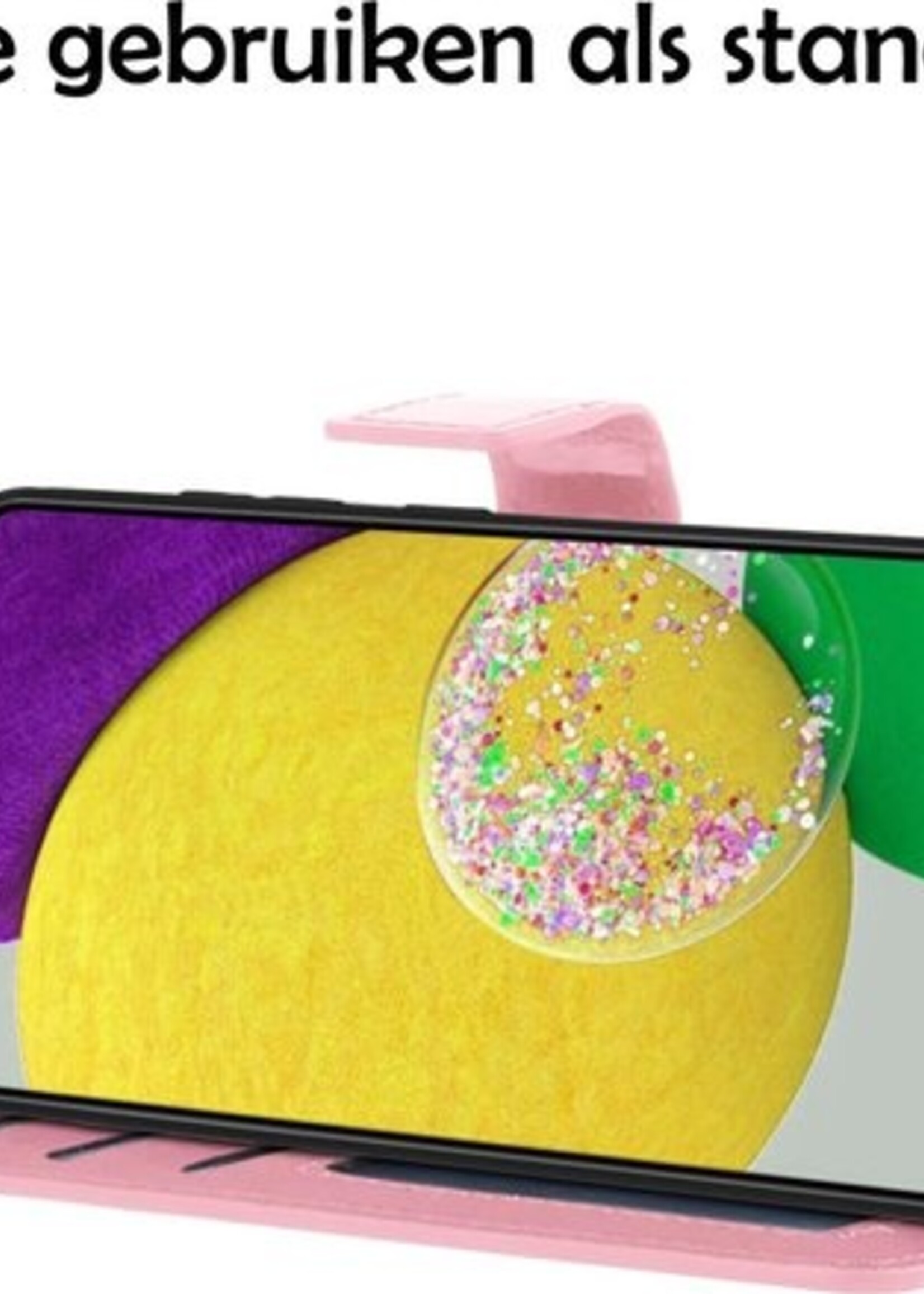 LUQ Hoesje Geschikt voor Samsung A52s Hoesje Book Case Hoes Wallet Cover Met Screenprotector - Hoes Geschikt voor Samsung Galaxy A52s 5G Hoesje Bookcase Hoes - Lichtroze