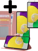 LUQ LUQ Samsung Galaxy A52s Hoesje Bookcase Rose Goud Met Screenprotector