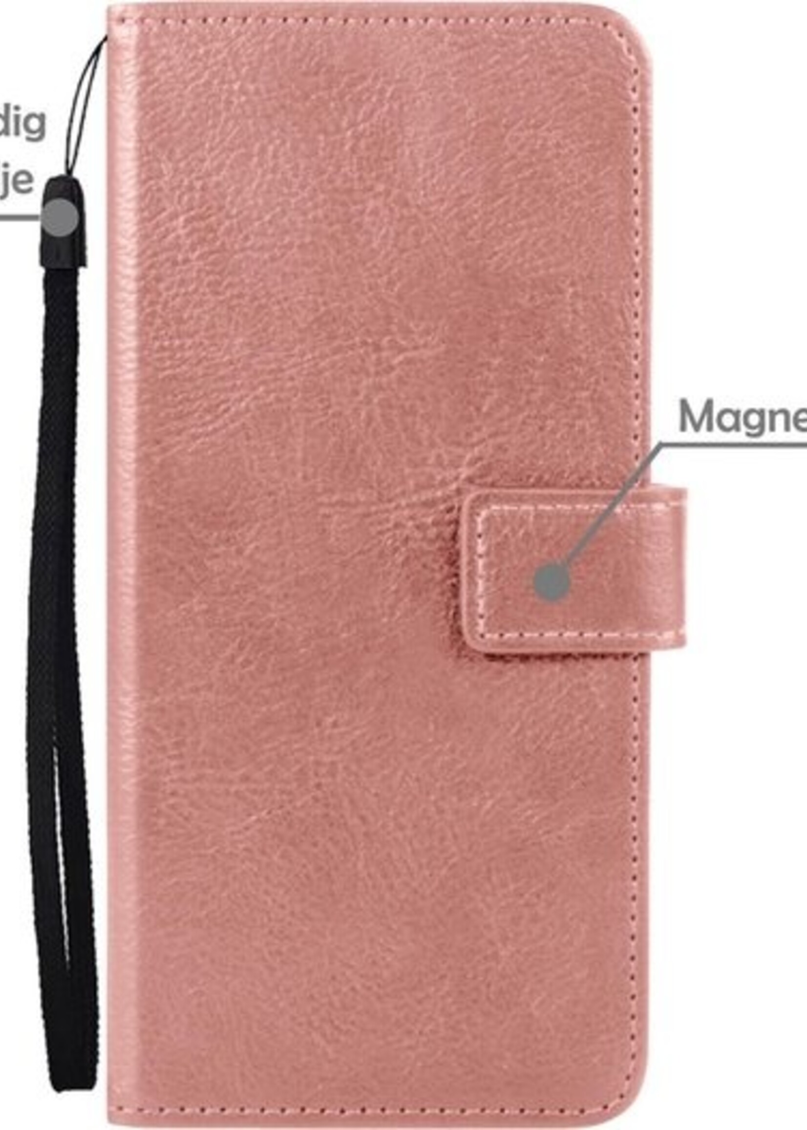 LUQ Hoesje Geschikt voor Samsung A52s Hoesje Book Case Hoes Wallet Cover Met Screenprotector - Hoes Geschikt voor Samsung Galaxy A52s 5G Hoesje Bookcase Hoes - Rosé goud