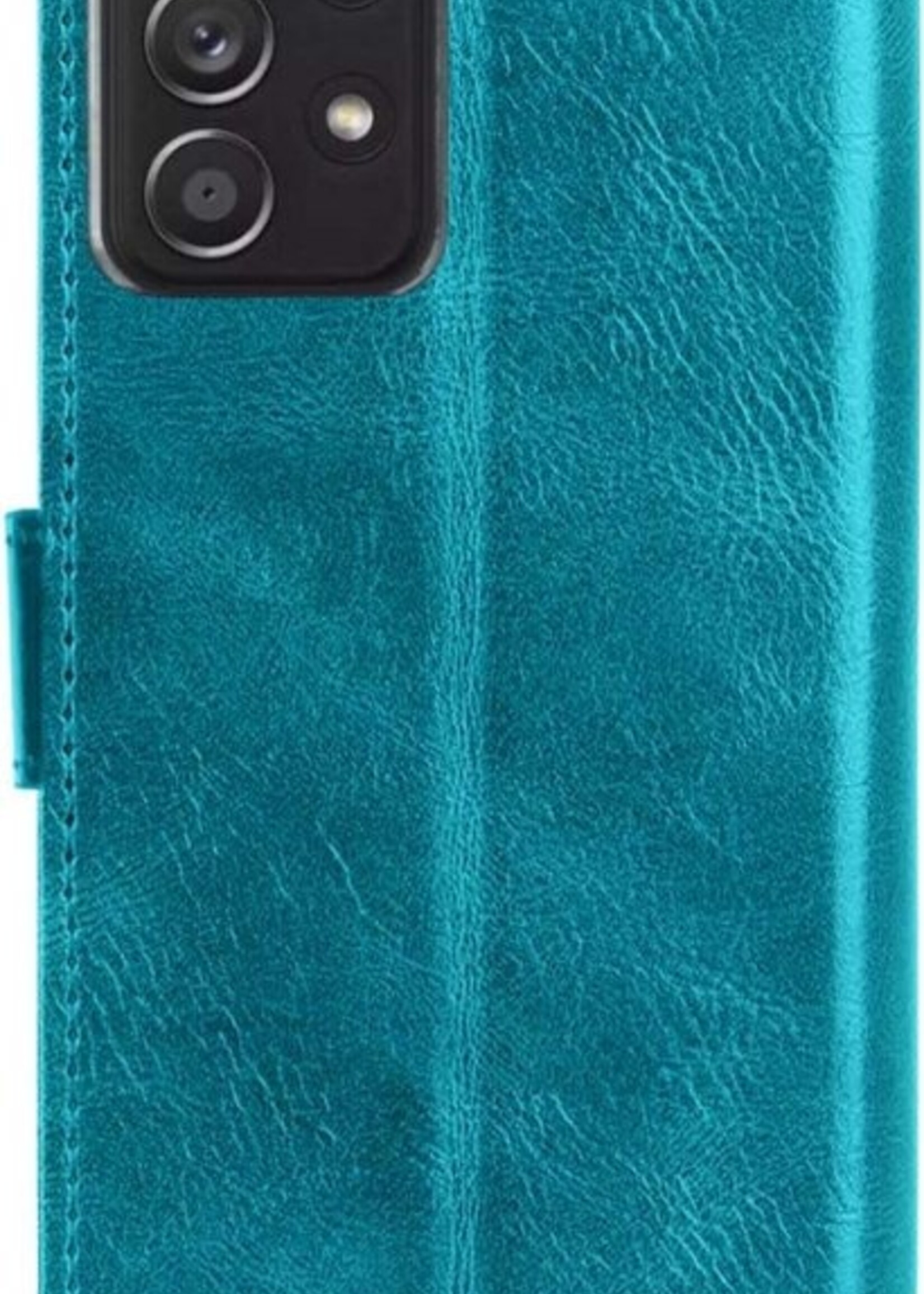 LUQ Hoesje Geschikt voor Samsung A52s Hoesje Book Case Hoes Wallet Cover Met 2x Screenprotector - Hoes Geschikt voor Samsung Galaxy A52s 5G Hoesje Bookcase Hoes - Turquoise