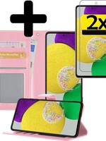 LUQ LUQ Samsung Galaxy A52s Hoesje Bookcase Lichtroze Met 2x Screenprotector