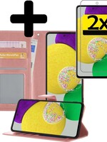 LUQ LUQ Samsung Galaxy A52s Hoesje Bookcase Rose Goud Met 2x Screenprotector