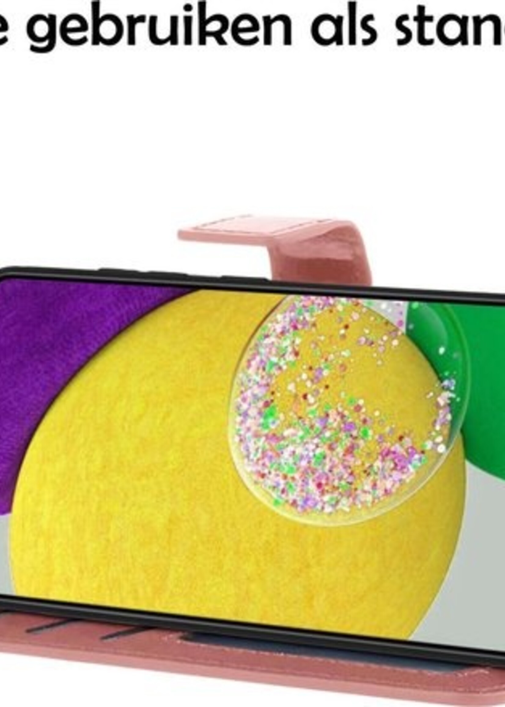 LUQ Hoesje Geschikt voor Samsung A52s Hoesje Book Case Hoes Wallet Cover Met 2x Screenprotector - Hoes Geschikt voor Samsung Galaxy A52s 5G Hoesje Bookcase Hoes - Rosé goud