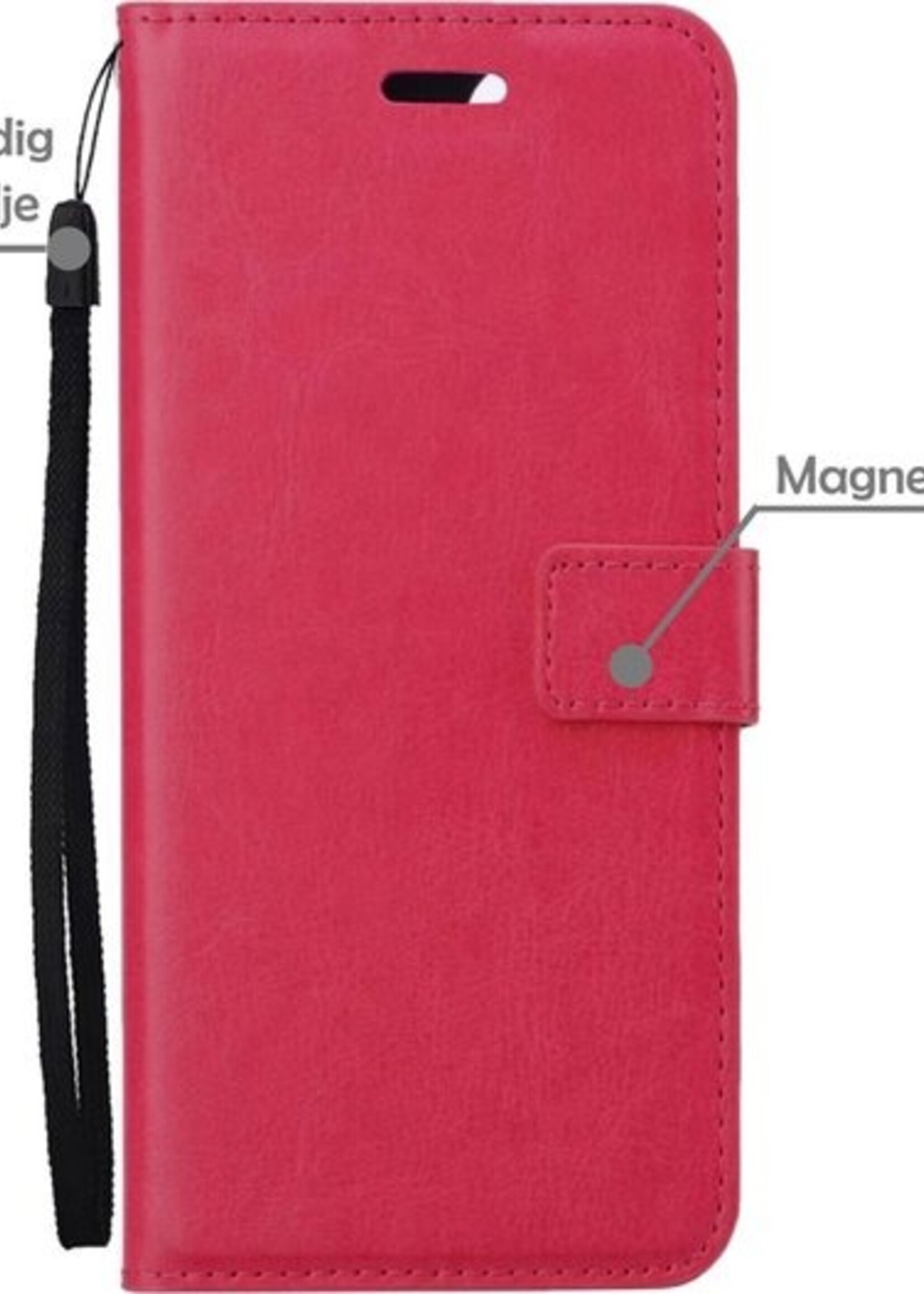 LUQ Hoesje Geschikt voor Samsung A52s Hoesje Book Case Hoes Wallet Cover Met 2x Screenprotector - Hoes Geschikt voor Samsung Galaxy A52s 5G Hoesje Bookcase Hoes - Donkerroze