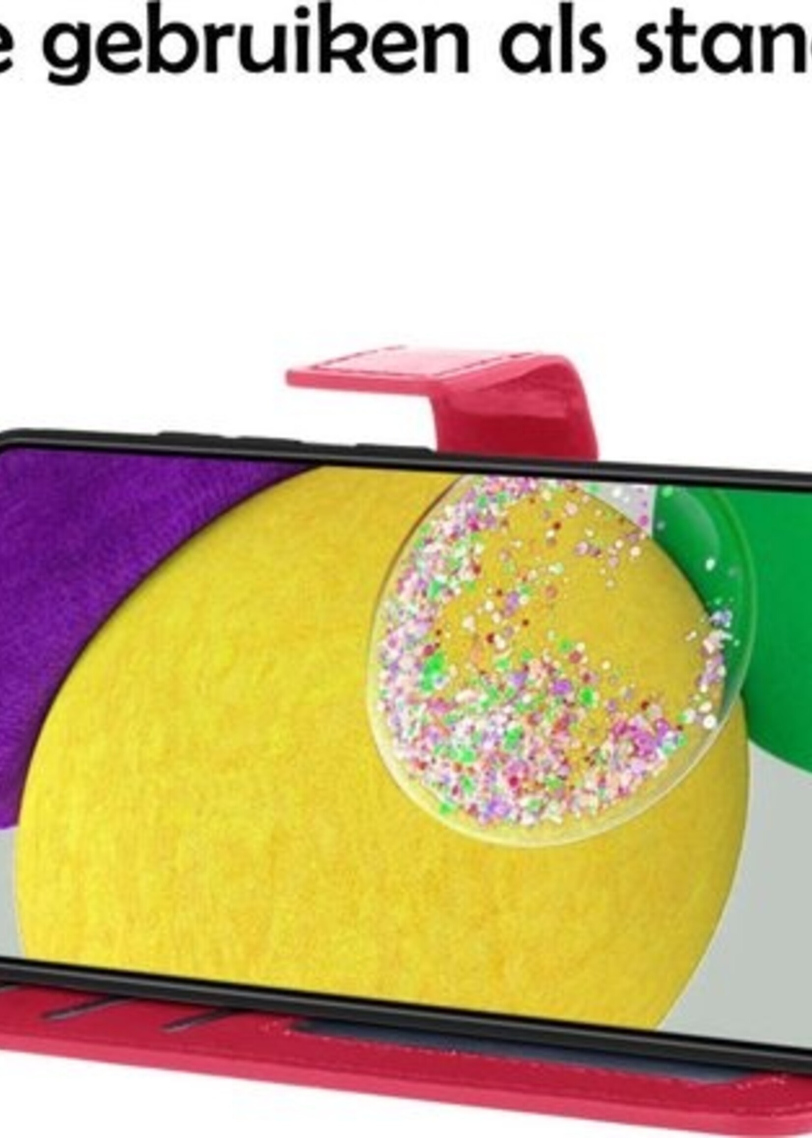 LUQ Hoesje Geschikt voor Samsung A52s Hoesje Book Case Hoes Wallet Cover Met 2x Screenprotector - Hoes Geschikt voor Samsung Galaxy A52s 5G Hoesje Bookcase Hoes - Donkerroze