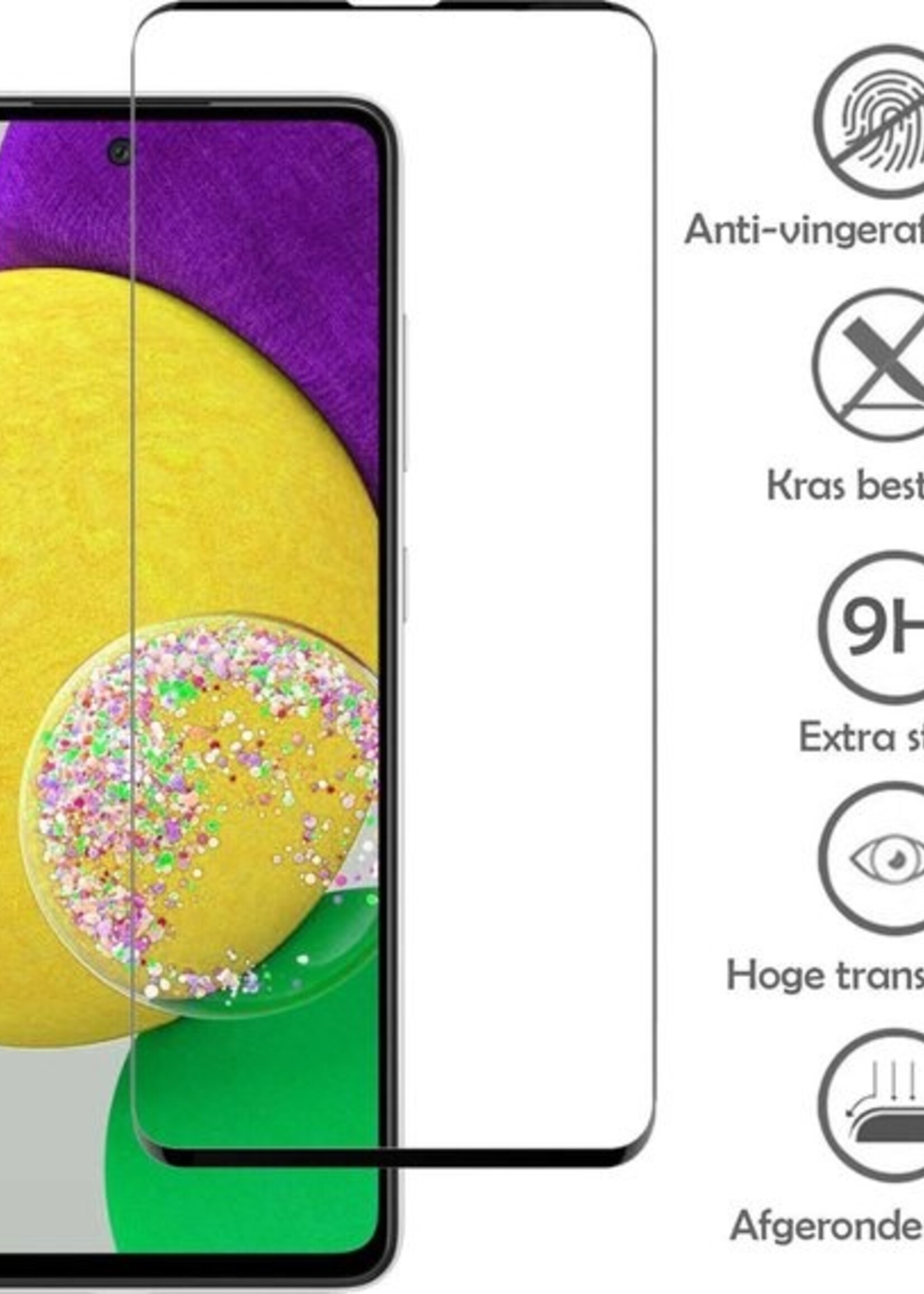 LUQ Screenprotector Geschikt voor Samsung A52s Screenprotector Glas Full Cover - Screenprotector Geschikt voor Samsung Galaxy A52s 5G Screenprotector Full Cover - 2 Stuks