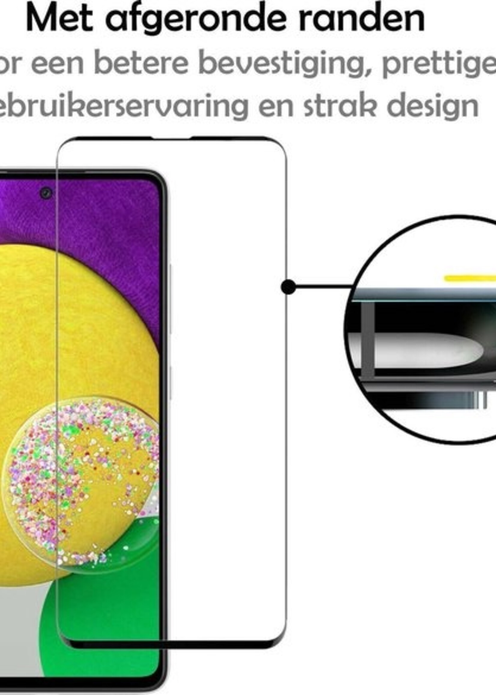 LUQ Screenprotector Geschikt voor Samsung A52s Screenprotector Glas Full Cover - Screenprotector Geschikt voor Samsung Galaxy A52s 5G Screenprotector Full Cover - 3 Stuks