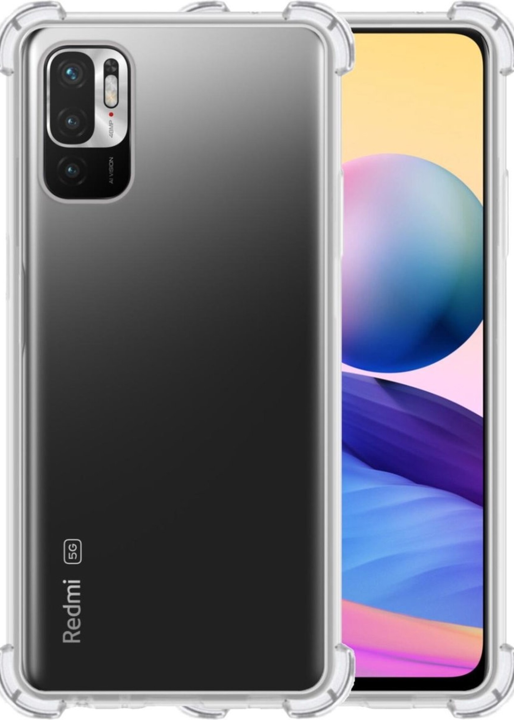 LUQ Hoesje Geschikt voor Redmi Note 10 5G Hoesje Shockproof Case Siliconen - Hoes Geschikt voor Redmi Note 10 5G Hoes Cover Siliconen - Transparant
