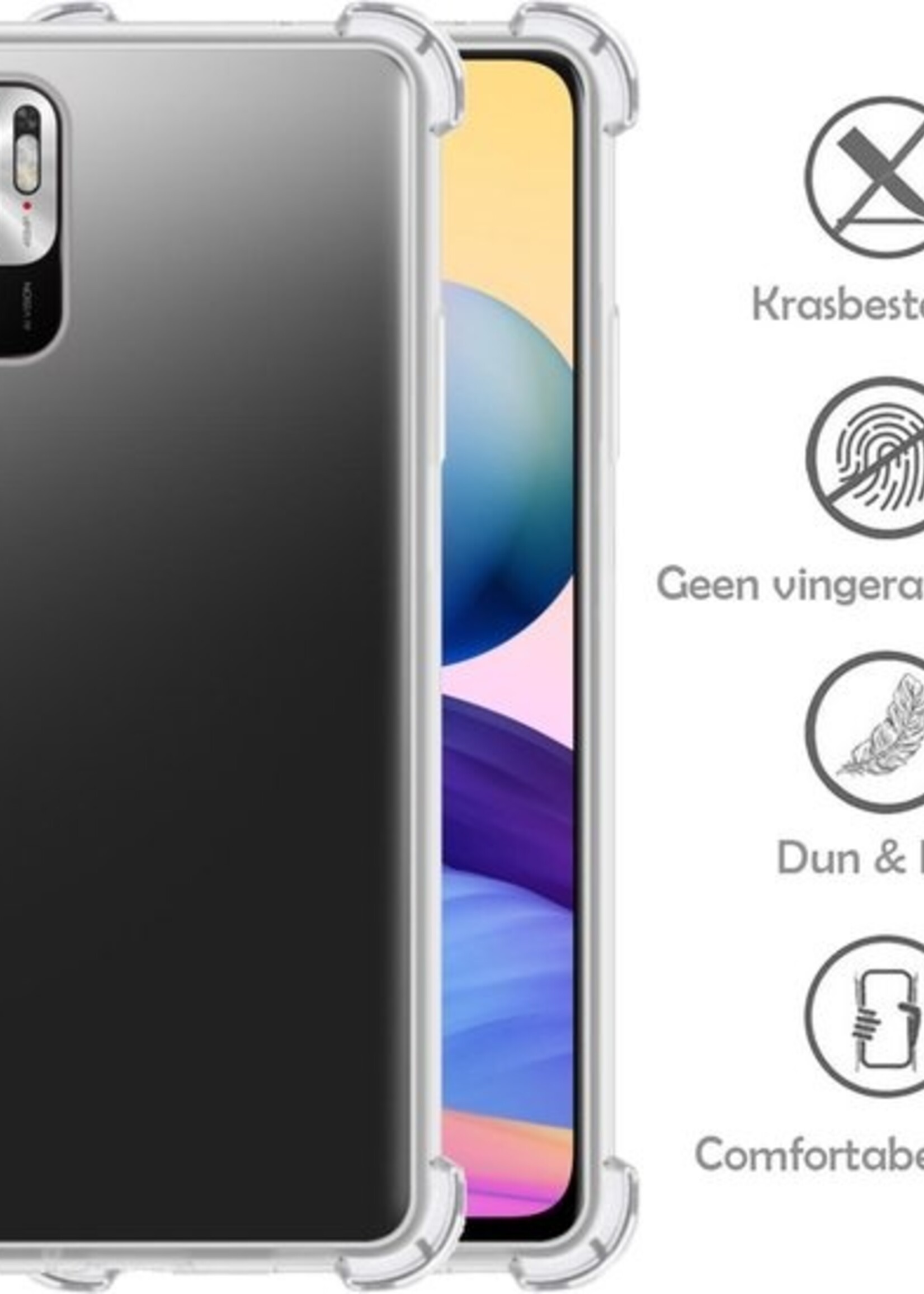 LUQ Hoesje Geschikt voor Redmi Note 10 5G Hoesje Shockproof Case Siliconen - Hoes Geschikt voor Redmi Note 10 5G Hoes Cover Siliconen - Transparant