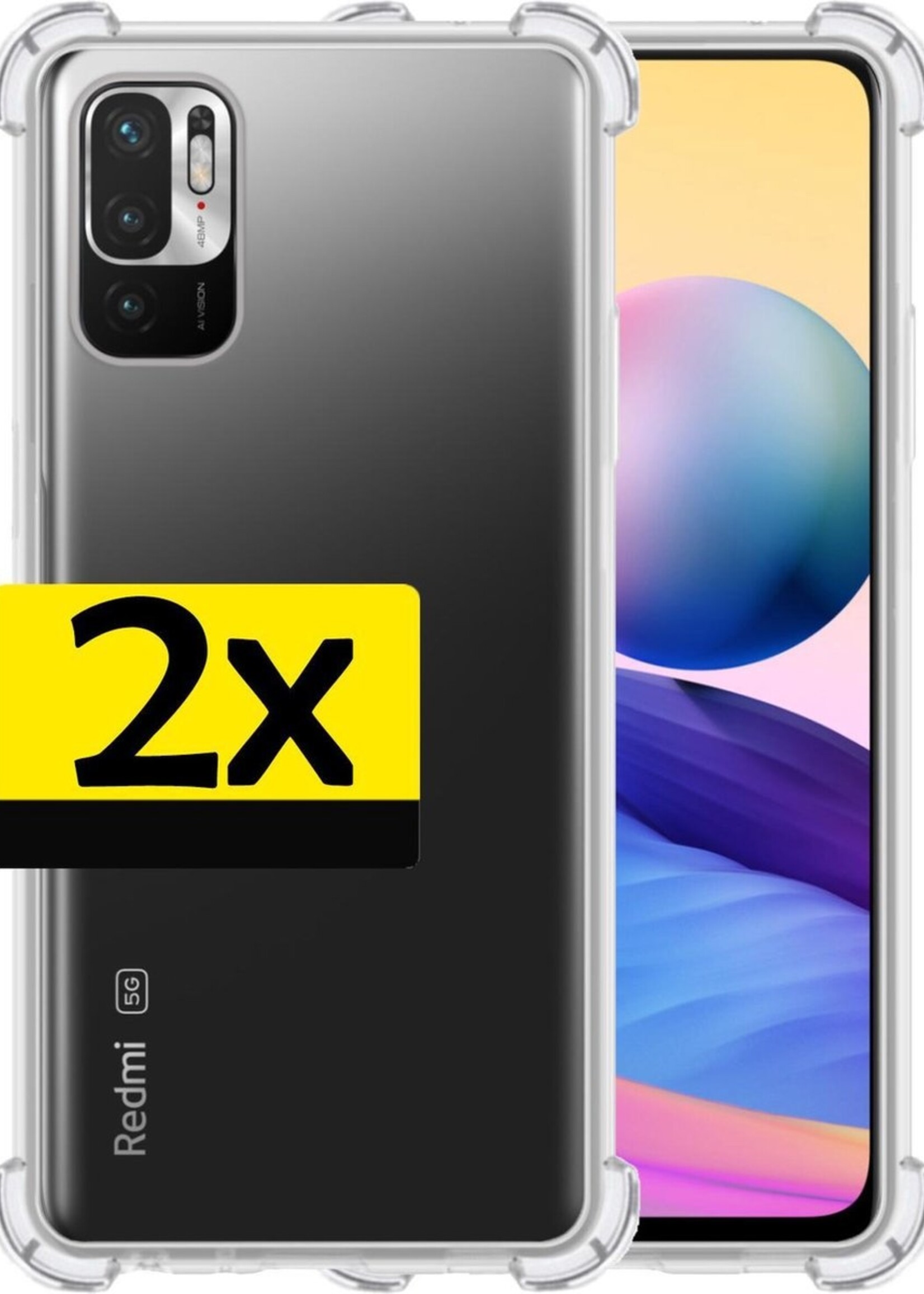 LUQ Hoesje Geschikt voor Redmi Note 10 5G Hoesje Shockproof Case Siliconen - Hoes Geschikt voor Redmi Note 10 5G Hoes Cover Siliconen - Transparant - 2 Stuks