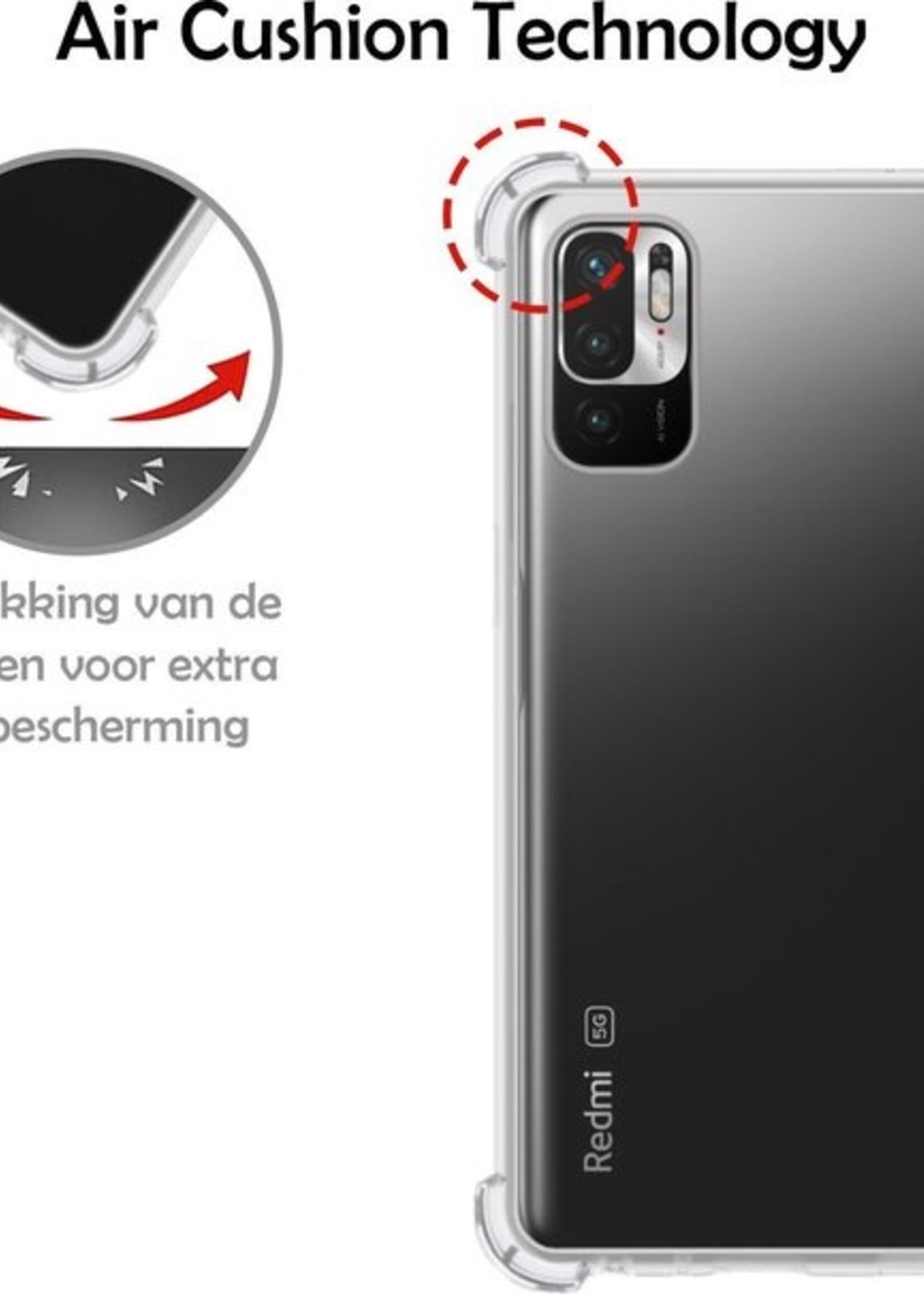 LUQ Hoesje Geschikt voor Redmi Note 10 5G Hoesje Shockproof Case Siliconen - Hoes Geschikt voor Redmi Note 10 5G Hoes Cover Siliconen - Transparant - 2 Stuks