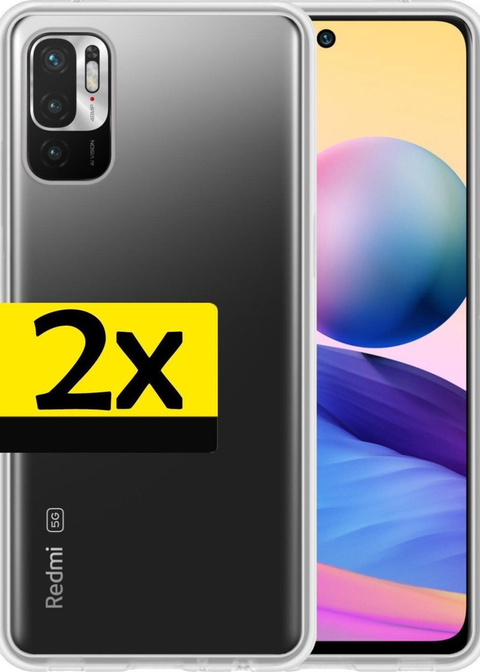 LUQ Hoesje Geschikt voor Redmi Note 10 5G Hoesje Siliconen Case - Hoes Geschikt voor Redmi Note 10 5G Hoes Siliconen - Transparant - 2 Stuks