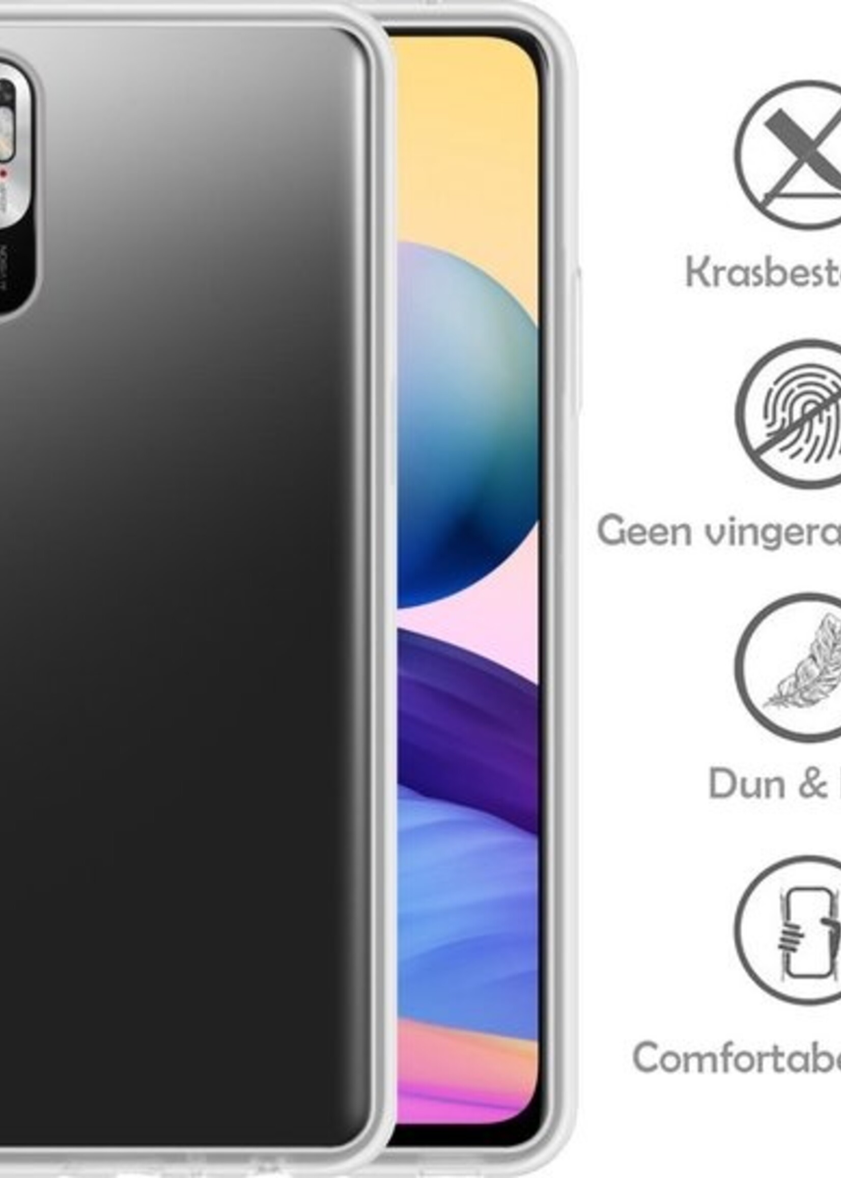 LUQ Hoesje Geschikt voor Redmi Note 10 5G Hoesje Siliconen Case - Hoes Geschikt voor Redmi Note 10 5G Hoes Siliconen - Transparant - 2 Stuks