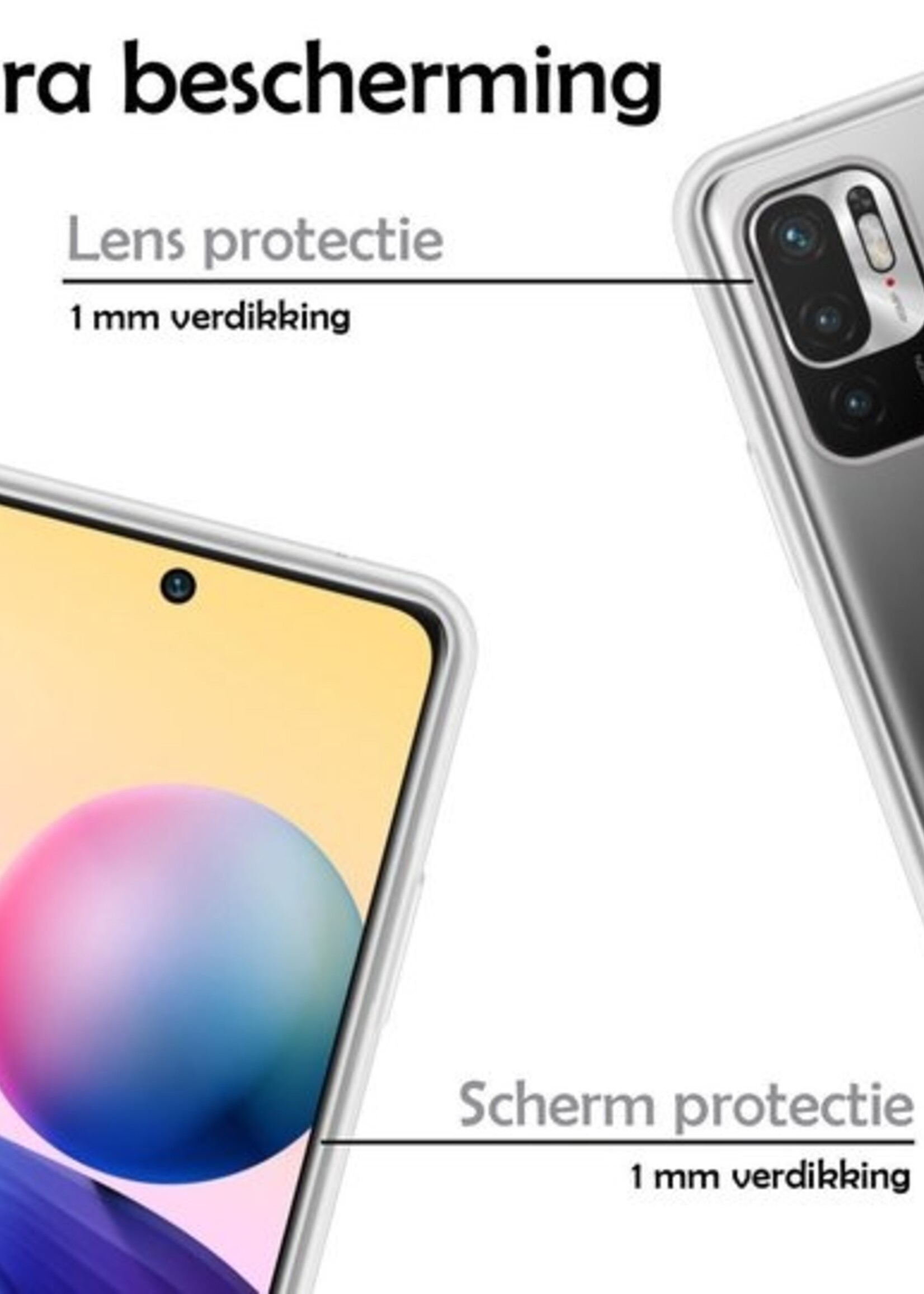 LUQ Hoesje Geschikt voor Redmi Note 10 5G Hoesje Siliconen Case - Hoes Geschikt voor Redmi Note 10 5G Hoes Siliconen - Transparant - 2 Stuks