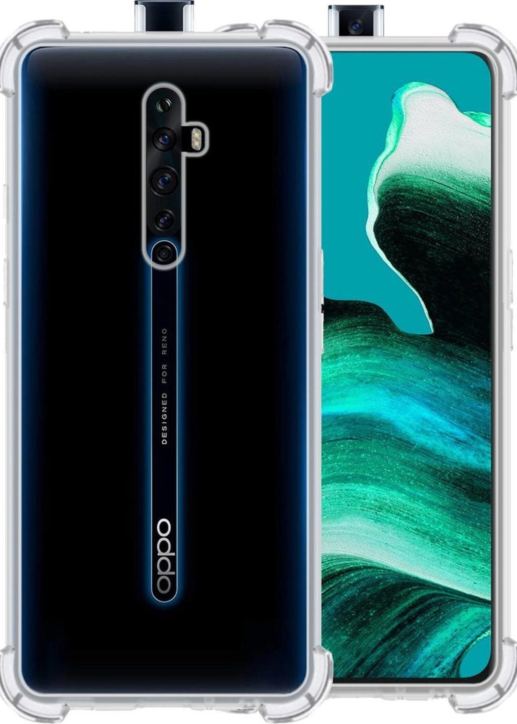 LUQ Hoesje Geschikt voor OPPO Reno 2 Hoesje Shockproof Case Siliconen - Hoes Geschikt voor OPPO Reno 2 Hoes Cover Siliconen - Transparant