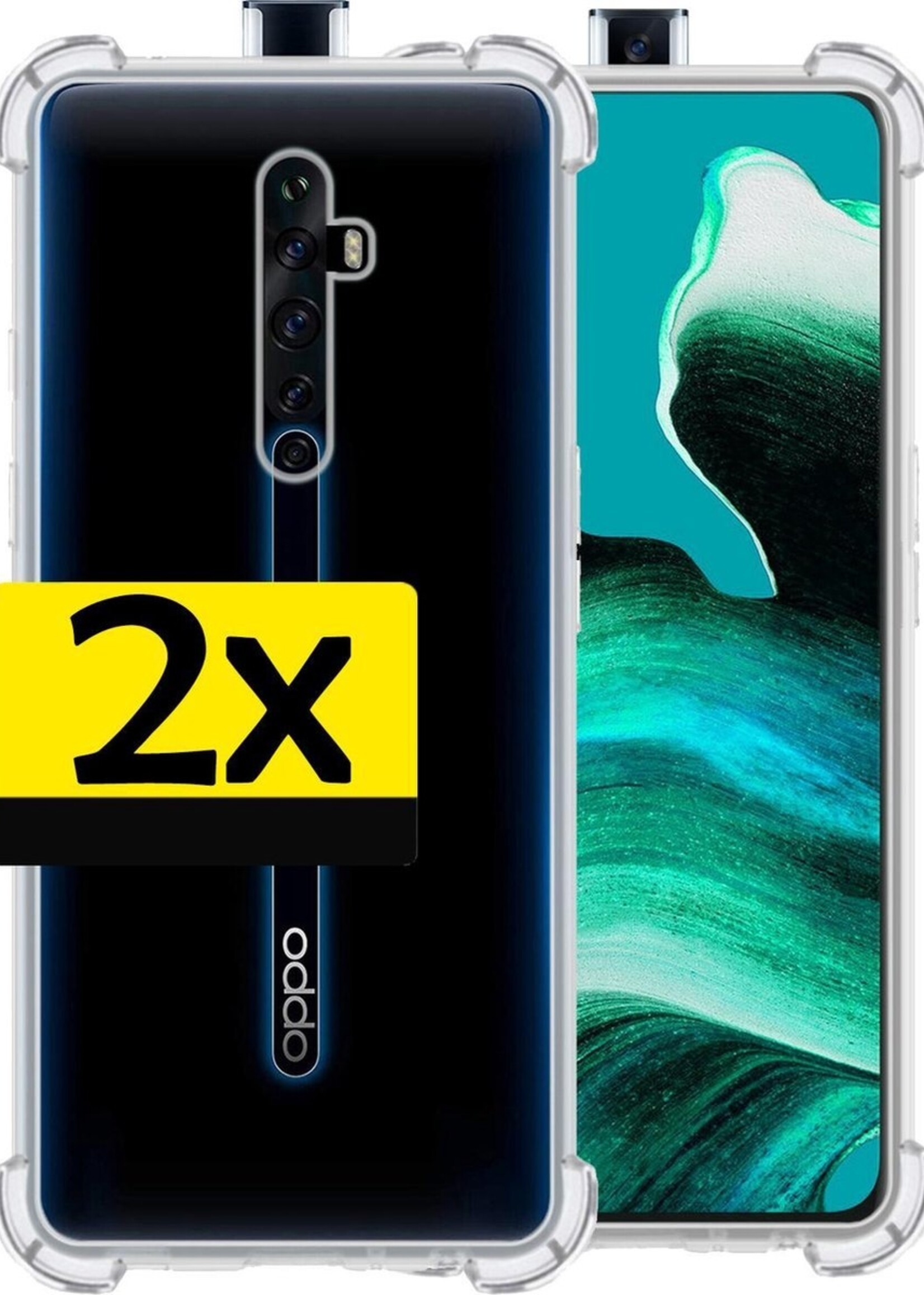 LUQ Hoesje Geschikt voor OPPO Reno 2 Hoesje Shockproof Case Siliconen - Hoes Geschikt voor OPPO Reno 2 Hoes Cover Siliconen - Transparant - 2 Stuks