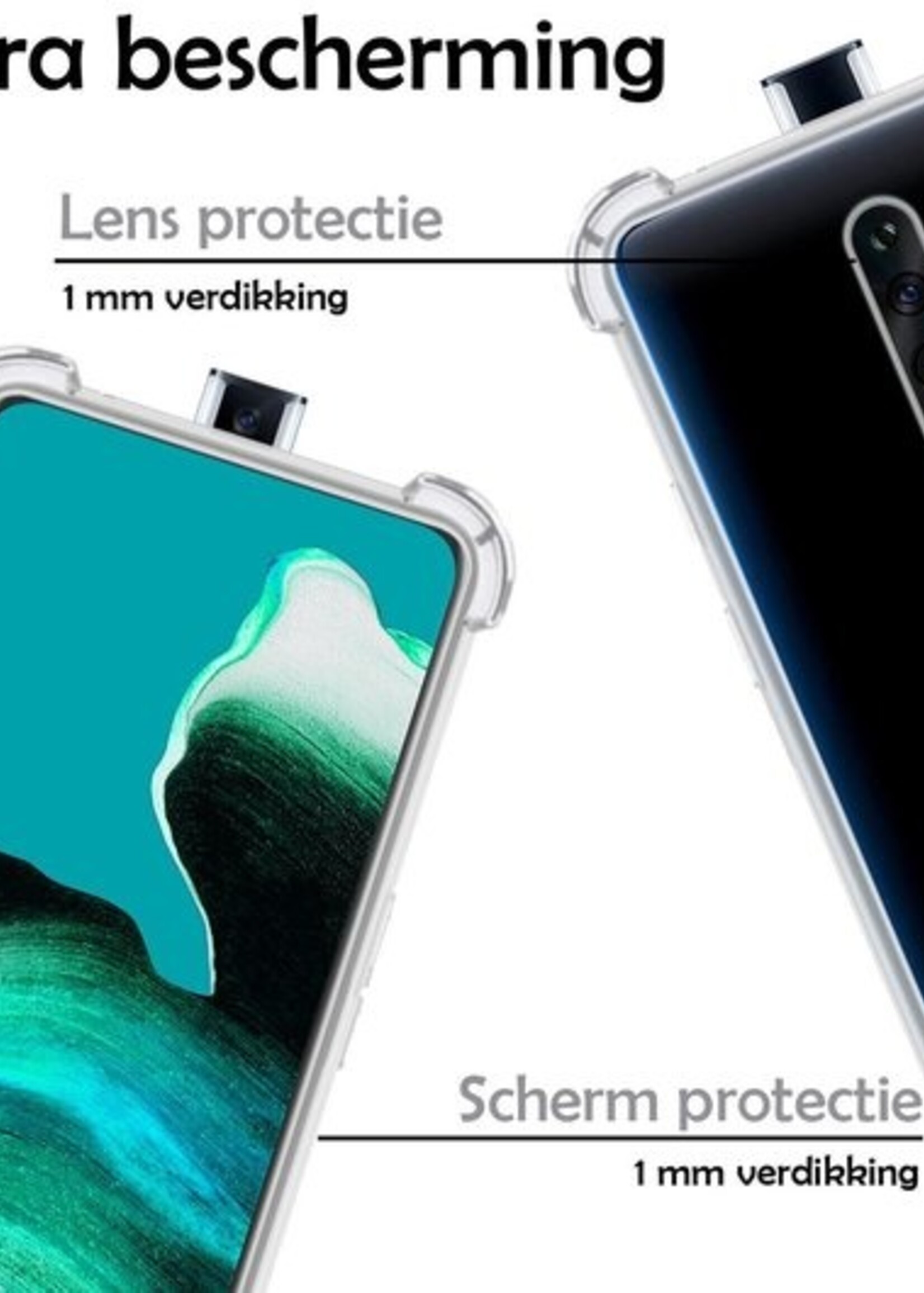 LUQ Hoesje Geschikt voor OPPO Reno 2 Hoesje Shockproof Case Siliconen - Hoes Geschikt voor OPPO Reno 2 Hoes Cover Siliconen - Transparant - 2 Stuks