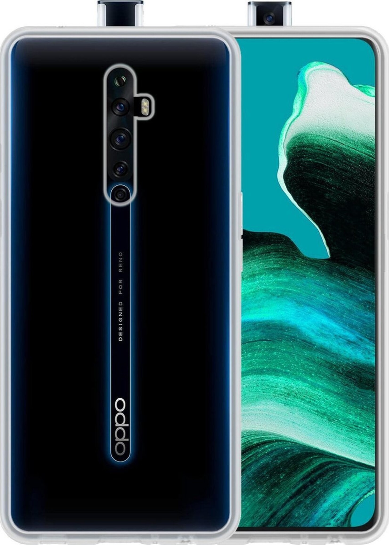 LUQ Hoesje Geschikt voor OPPO Reno 2 Hoesje Siliconen Case - Hoes Geschikt voor OPPO Reno 2 Hoes Siliconen - Transparant