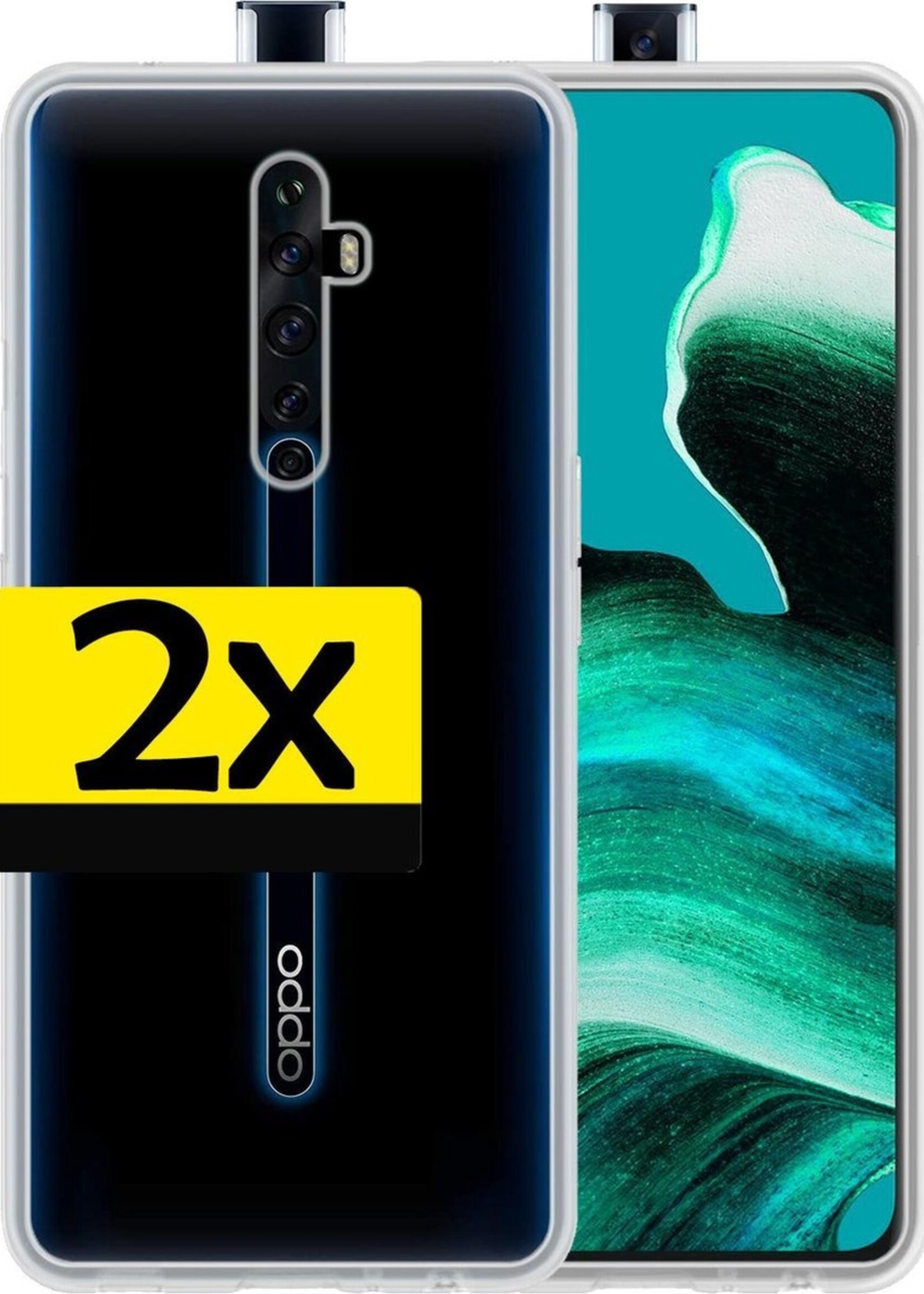 LUQ Hoesje Geschikt voor OPPO Reno 2 Hoesje Siliconen Case - Hoes Geschikt voor OPPO Reno 2 Hoes Siliconen - Transparant - 2 Stuks
