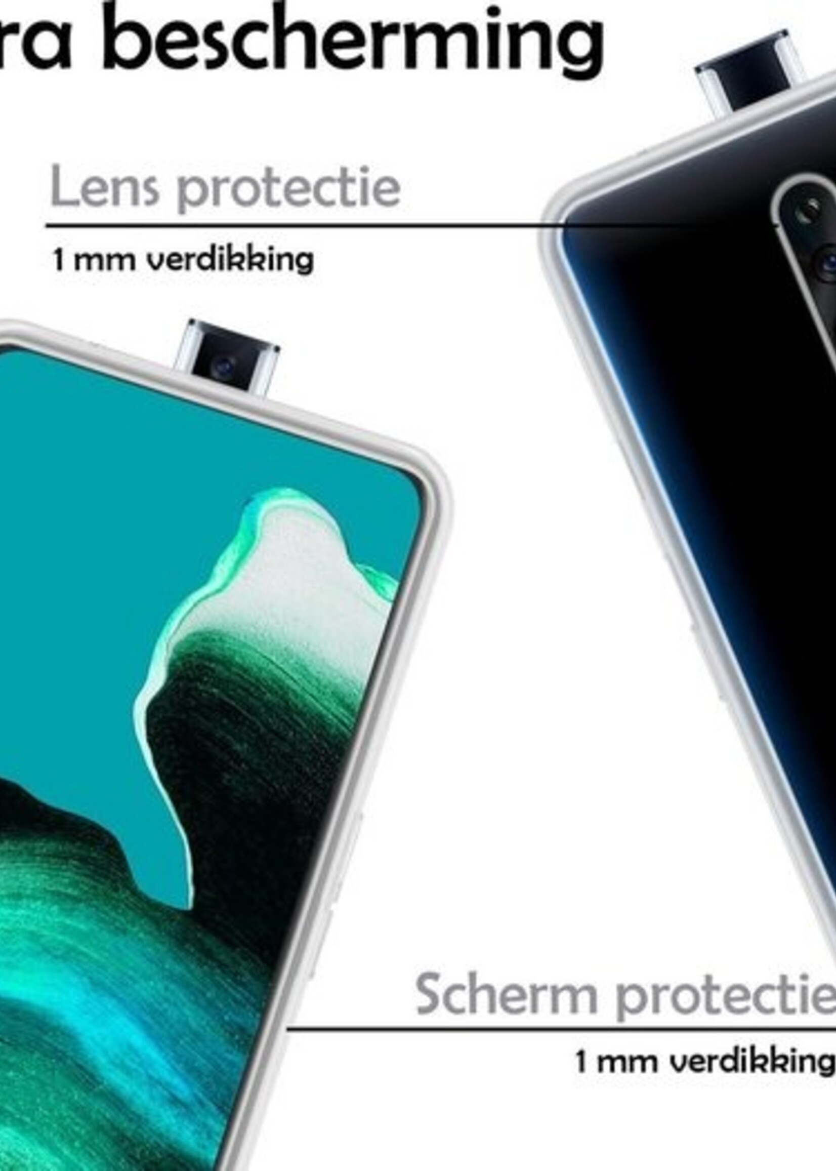 LUQ Hoesje Geschikt voor OPPO Reno 2 Hoesje Siliconen Case - Hoes Geschikt voor OPPO Reno 2 Hoes Siliconen - Transparant - 2 Stuks