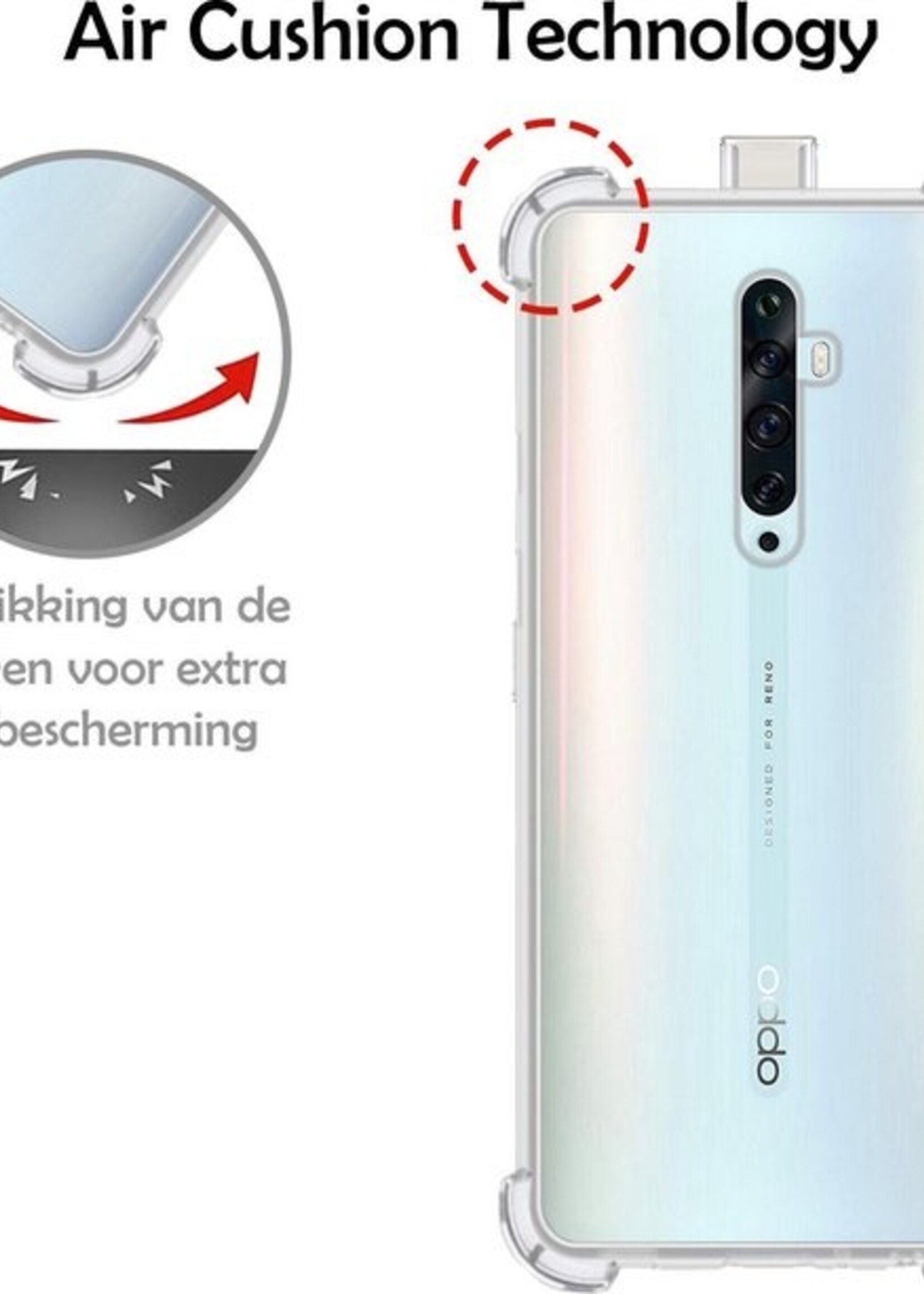 LUQ Hoesje Geschikt voor OPPO Reno 2Z Hoesje Shockproof Case Siliconen - Hoes Geschikt voor OPPO Reno 2Z Hoes Cover Siliconen - Transparant