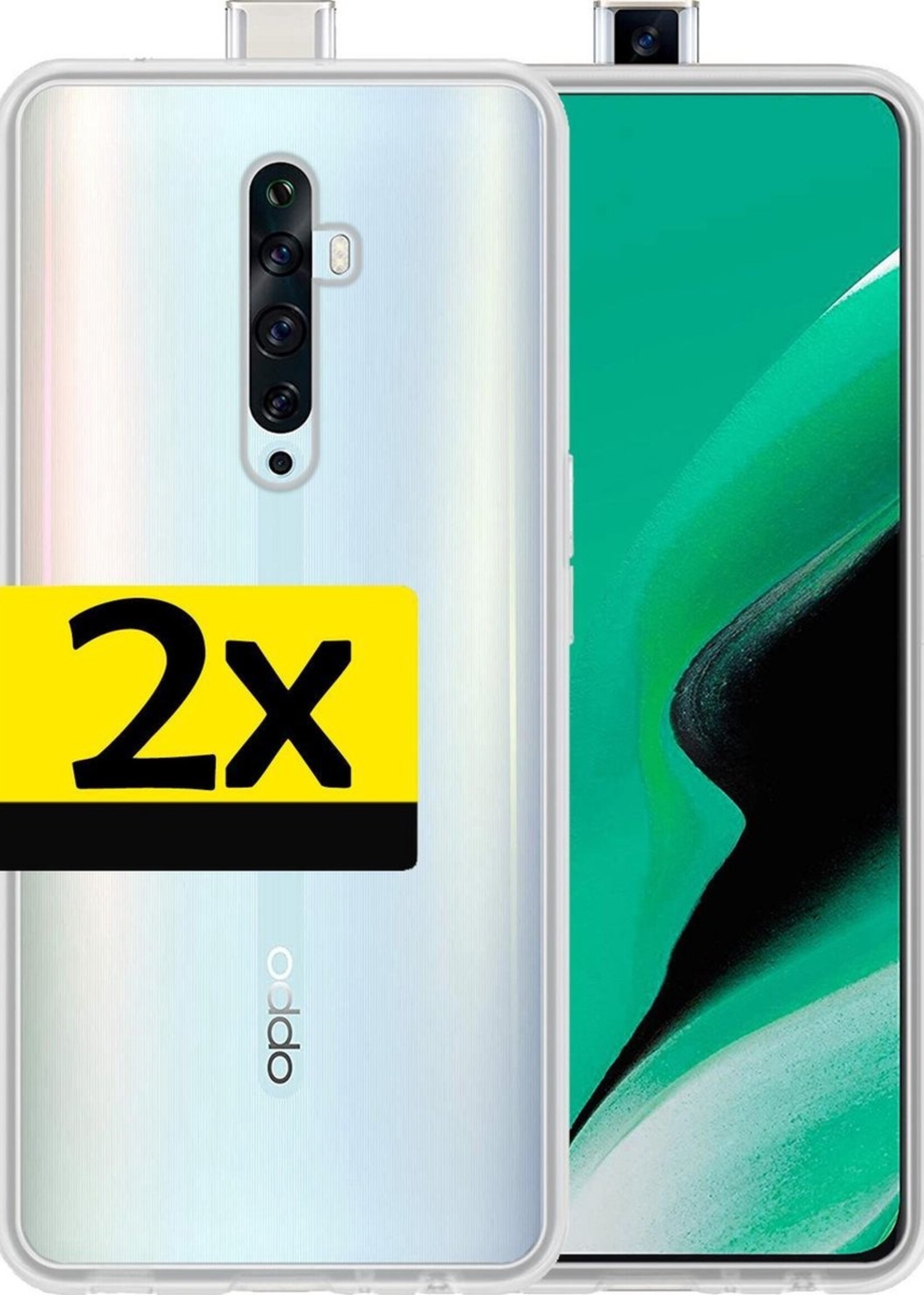 LUQ Hoesje Geschikt voor OPPO Reno 2Z Hoesje Siliconen Case - Hoes Geschikt voor OPPO Reno 2Z Hoes Siliconen - Transparant - 2 Stuks