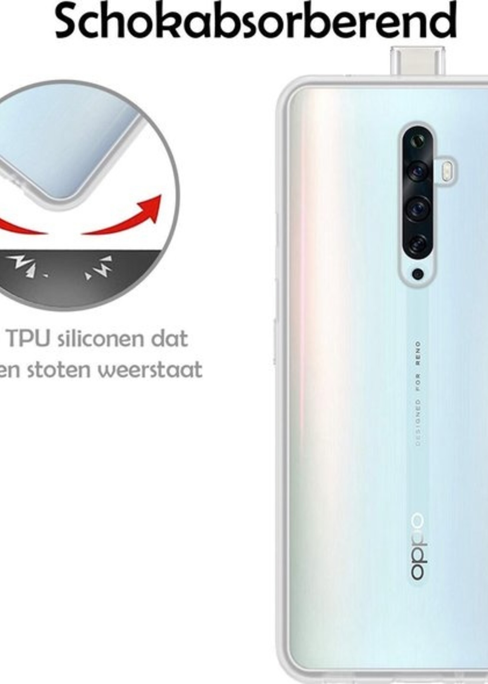 LUQ Hoesje Geschikt voor OPPO Reno 2Z Hoesje Siliconen Case - Hoes Geschikt voor OPPO Reno 2Z Hoes Siliconen - Transparant - 2 Stuks