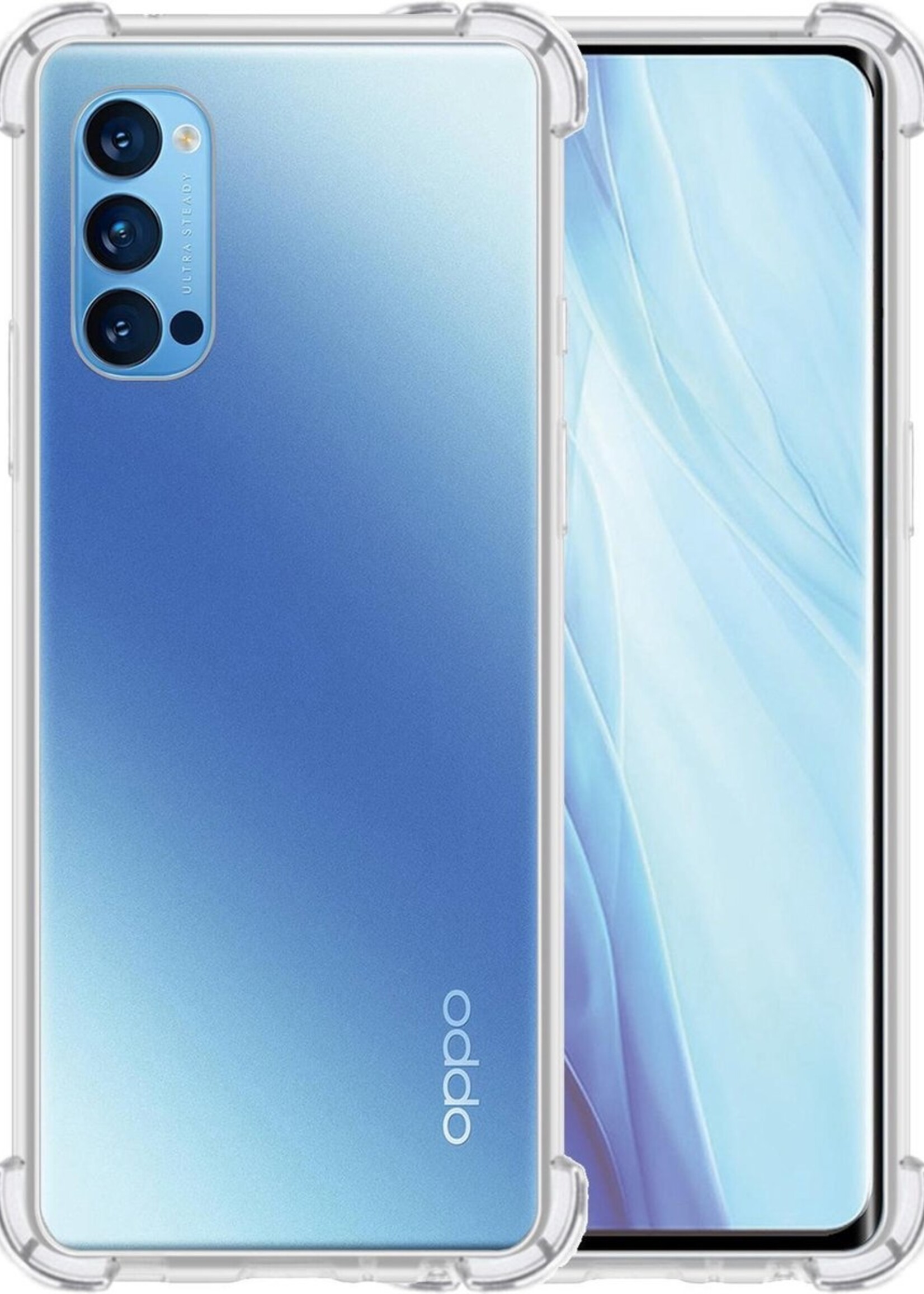 LUQ Hoesje Geschikt voor OPPO Reno 4 Pro 5G Hoesje Shockproof Case Siliconen - Hoes Geschikt voor OPPO Reno 4 Pro Hoes Cover Siliconen - Transparant