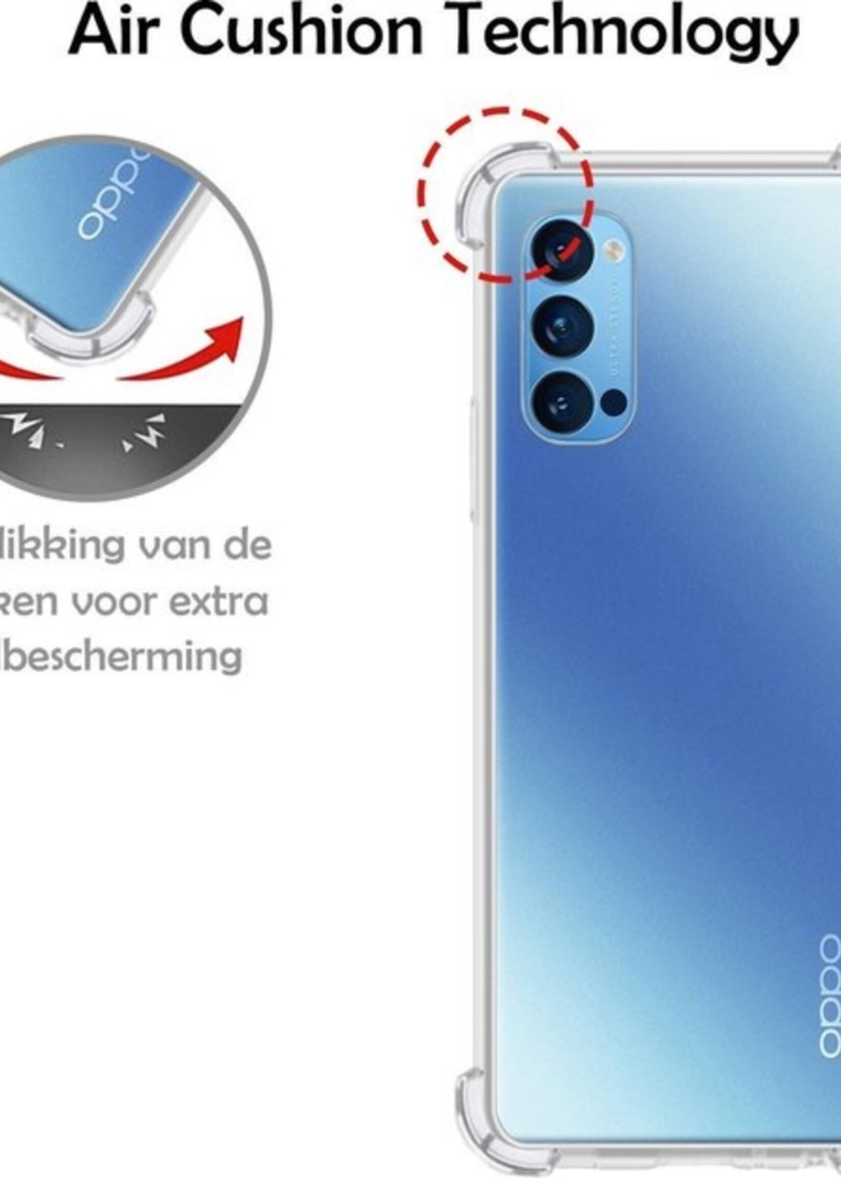 LUQ Hoesje Geschikt voor OPPO Reno 4 Pro 5G Hoesje Shockproof Case Siliconen - Hoes Geschikt voor OPPO Reno 4 Pro Hoes Cover Siliconen - Transparant