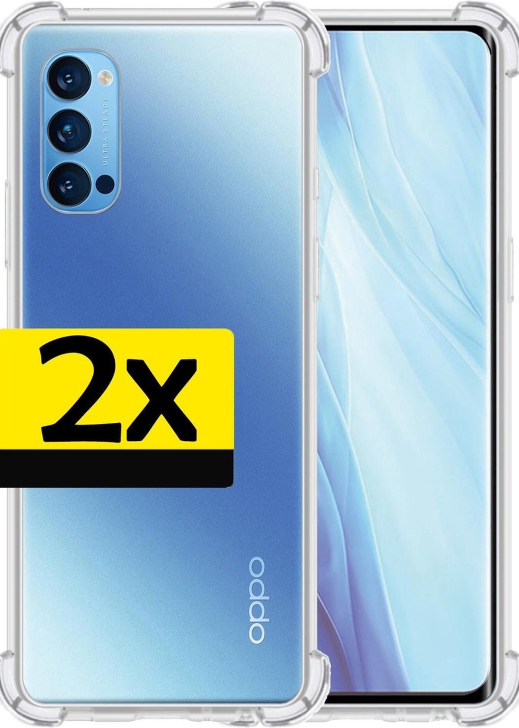LUQ Hoesje Geschikt voor OPPO Reno 4 Pro 5G Hoesje Shockproof Case Siliconen - Hoes Geschikt voor OPPO Reno 4 Pro Hoes Cover Siliconen - Transparant - 2 Stuks