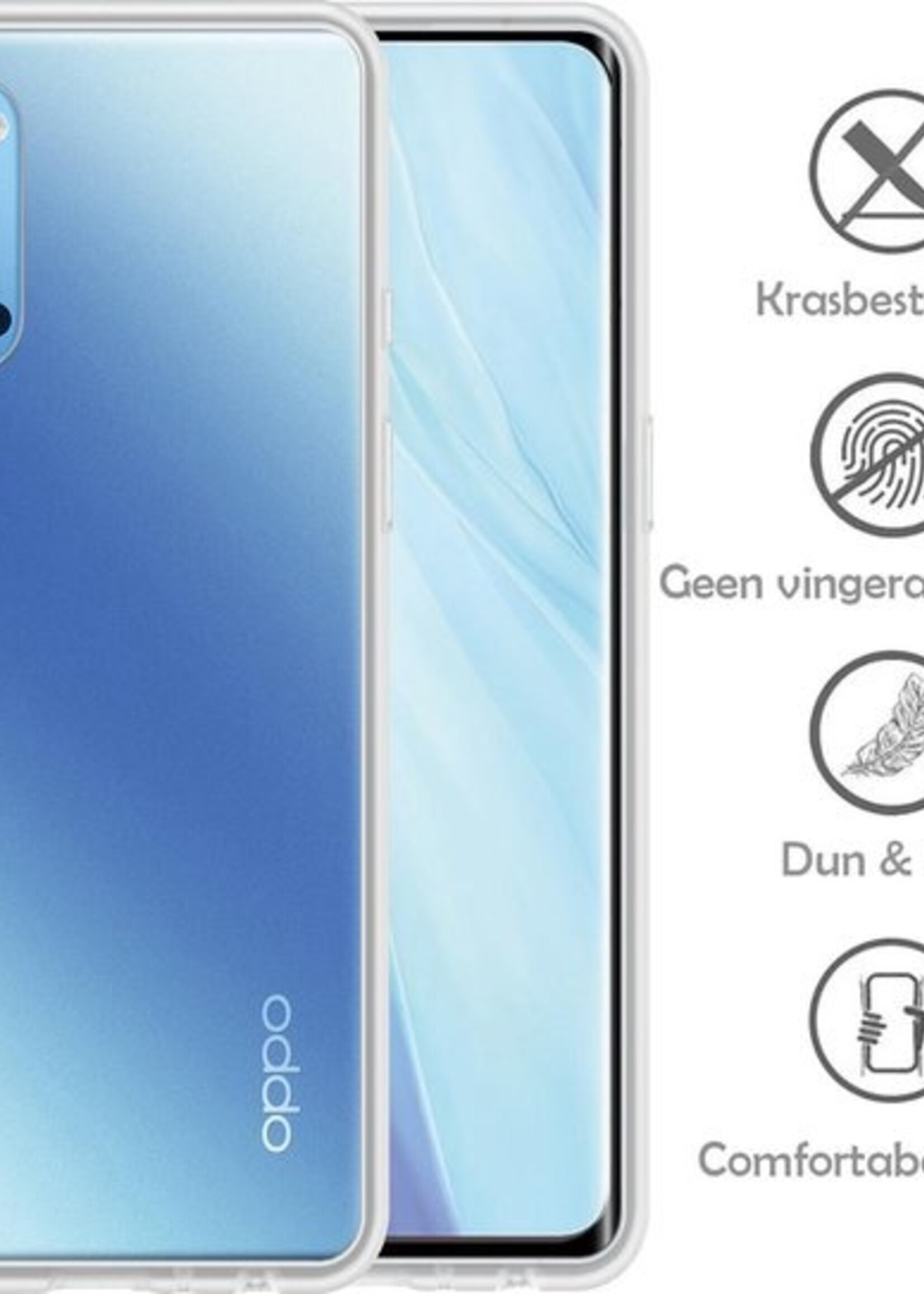 LUQ Hoesje Geschikt voor OPPO Reno 4 Pro 5G Hoesje Siliconen Case - Hoes Geschikt voor OPPO Reno 4 Pro Hoes Siliconen - Transparant - 2 Stuks