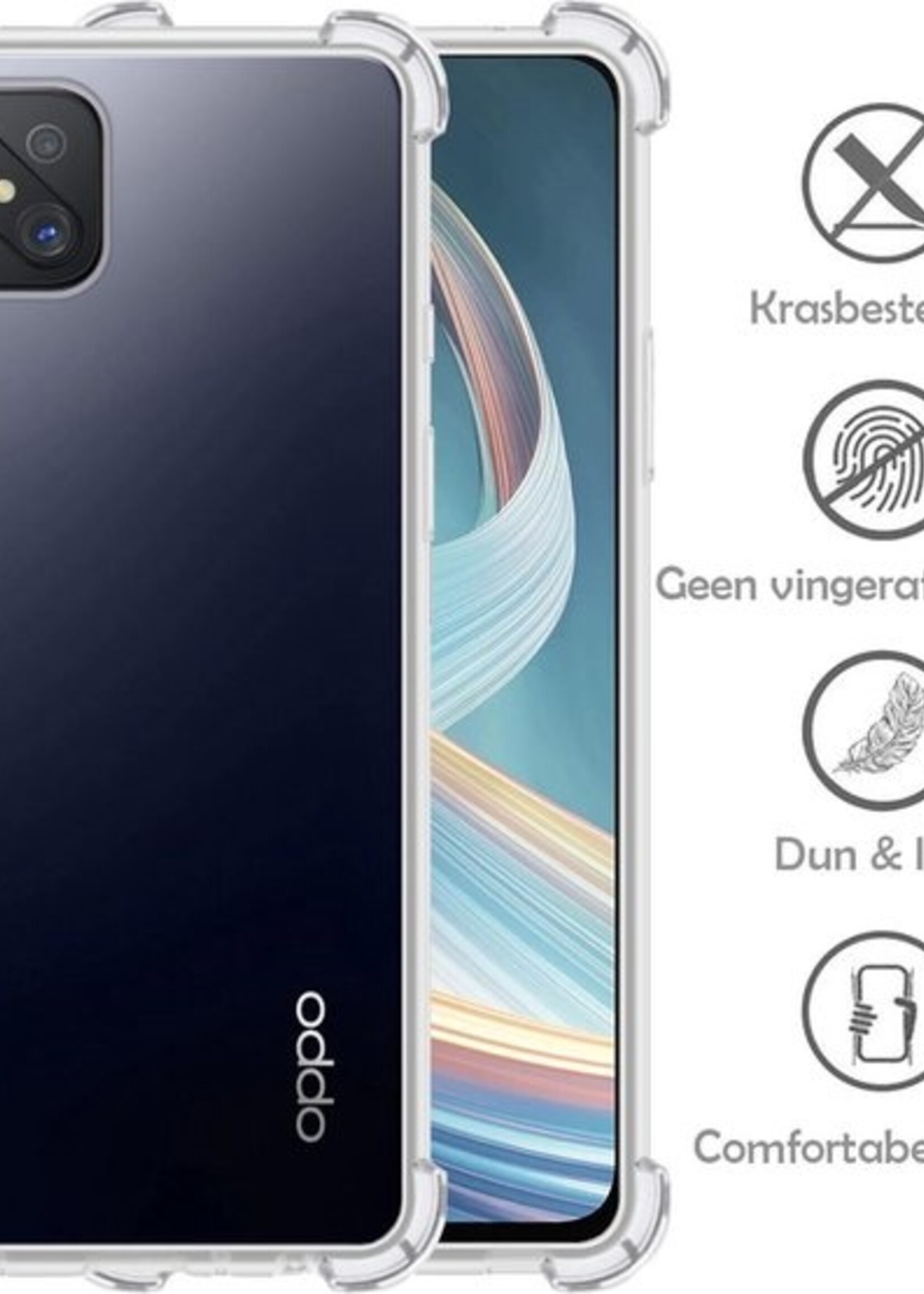 LUQ Hoesje Geschikt voor OPPO Reno4 Z 5G Hoesje Shockproof Case Siliconen - Hoes Geschikt voor OPPO Reno 4Z 5G Hoes Cover Siliconen - Transparant