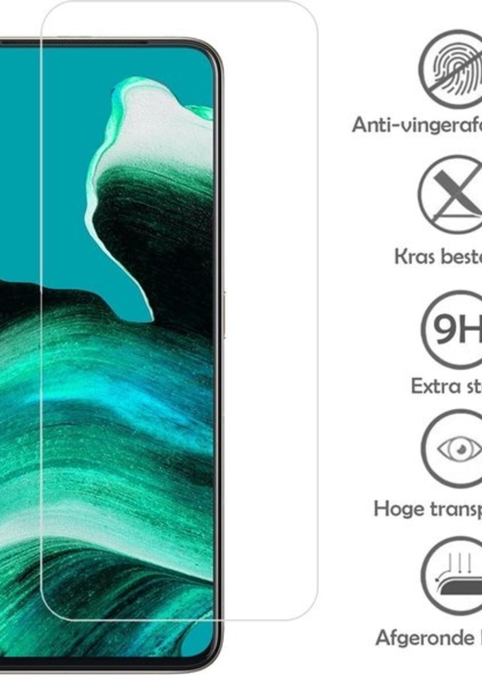 LUQ Hoesje Geschikt voor OPPO Reno 2 Hoesje Siliconen Case Met 2x Screenprotector - Hoes Geschikt voor OPPO Reno 2 Hoes Siliconen - Transparant