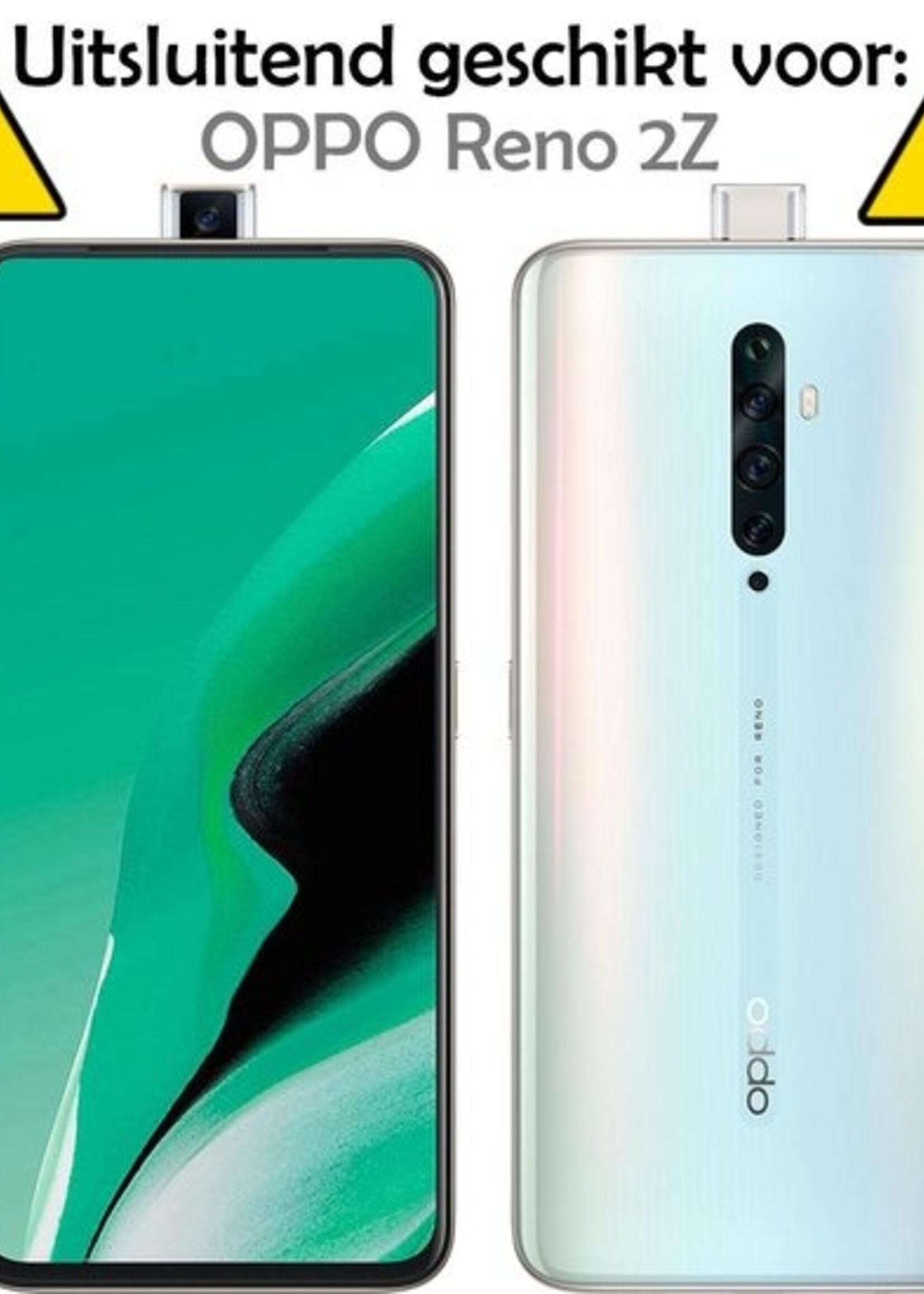 LUQ Hoesje Geschikt voor OPPO Reno 2Z Hoesje Shockproof Case Siliconen Met Screenprotector - Hoes Geschikt voor OPPO Reno 2Z Hoes Cover Siliconen - Transparant