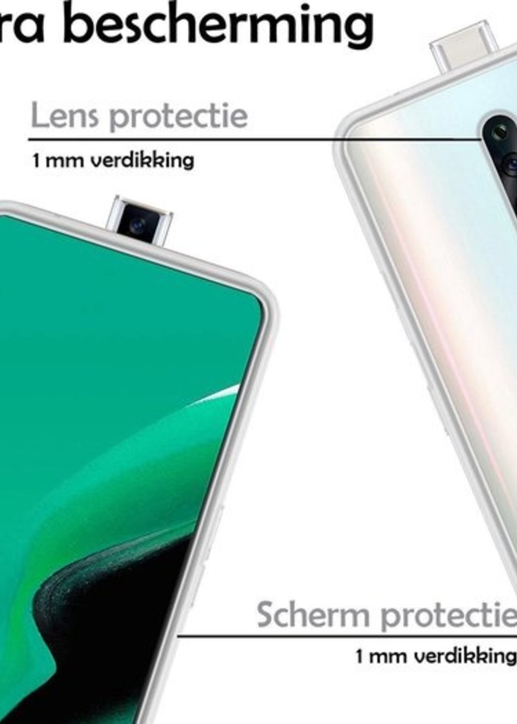 LUQ Hoesje Geschikt voor OPPO Reno 2Z Hoesje Siliconen Case Met 2x Screenprotector - Hoes Geschikt voor OPPO Reno 2Z Hoes Siliconen - Transparant