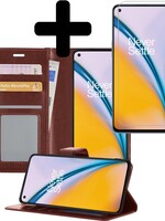 LUQ LUQ OnePlus Nord 2 Hoesje Bookcase Bruin Met Screenprotector