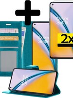 LUQ LUQ OnePlus Nord 2 Hoesje Bookcase Turquoise Met 2x Screenprotector