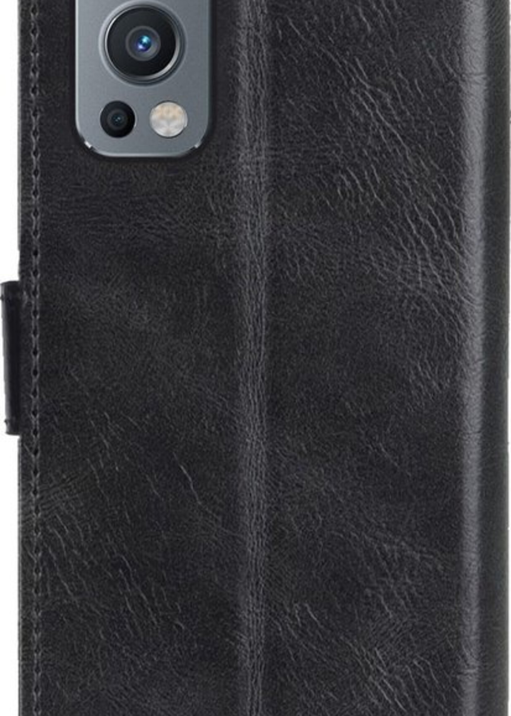 LUQ Hoesje Geschikt voor OnePlus Nord 2 Hoesje Book Case Hoes Wallet Cover Met Screenprotector - Hoes Geschikt voor OnePlus Nord 2 Hoesje Bookcase Hoes - Zwart