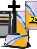 LUQ LUQ OnePlus Nord 2 Hoesje Bookcase Zwart Met 2x Screenprotector