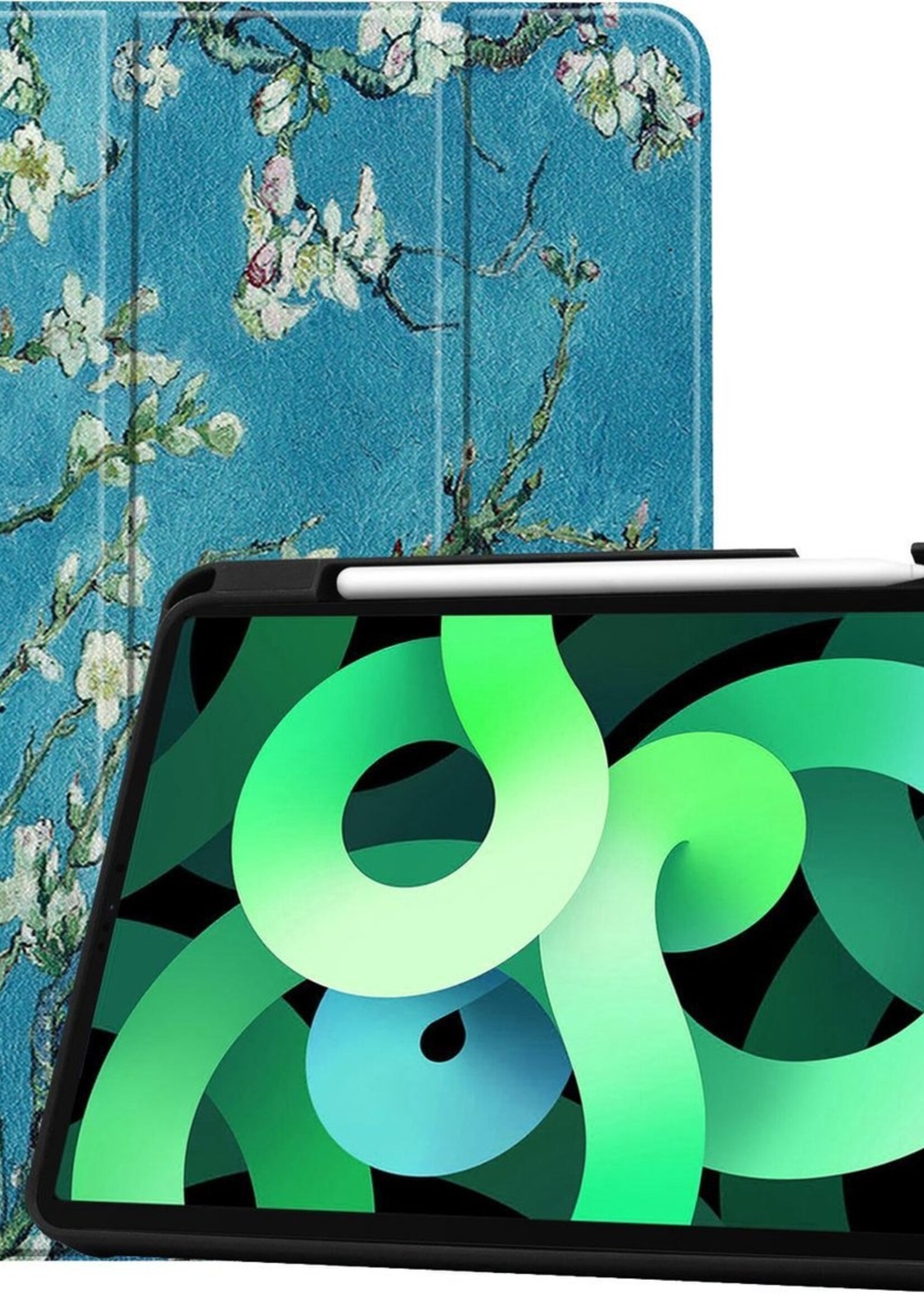 LUQ Hoes Geschikt voor iPad Air 2020 Hoes Luxe Hoesje Case Met Uitsparing Geschikt voor Apple Pencil - Hoesje Geschikt voor iPad Air 4 2020 Hoes Cover - Bloesem