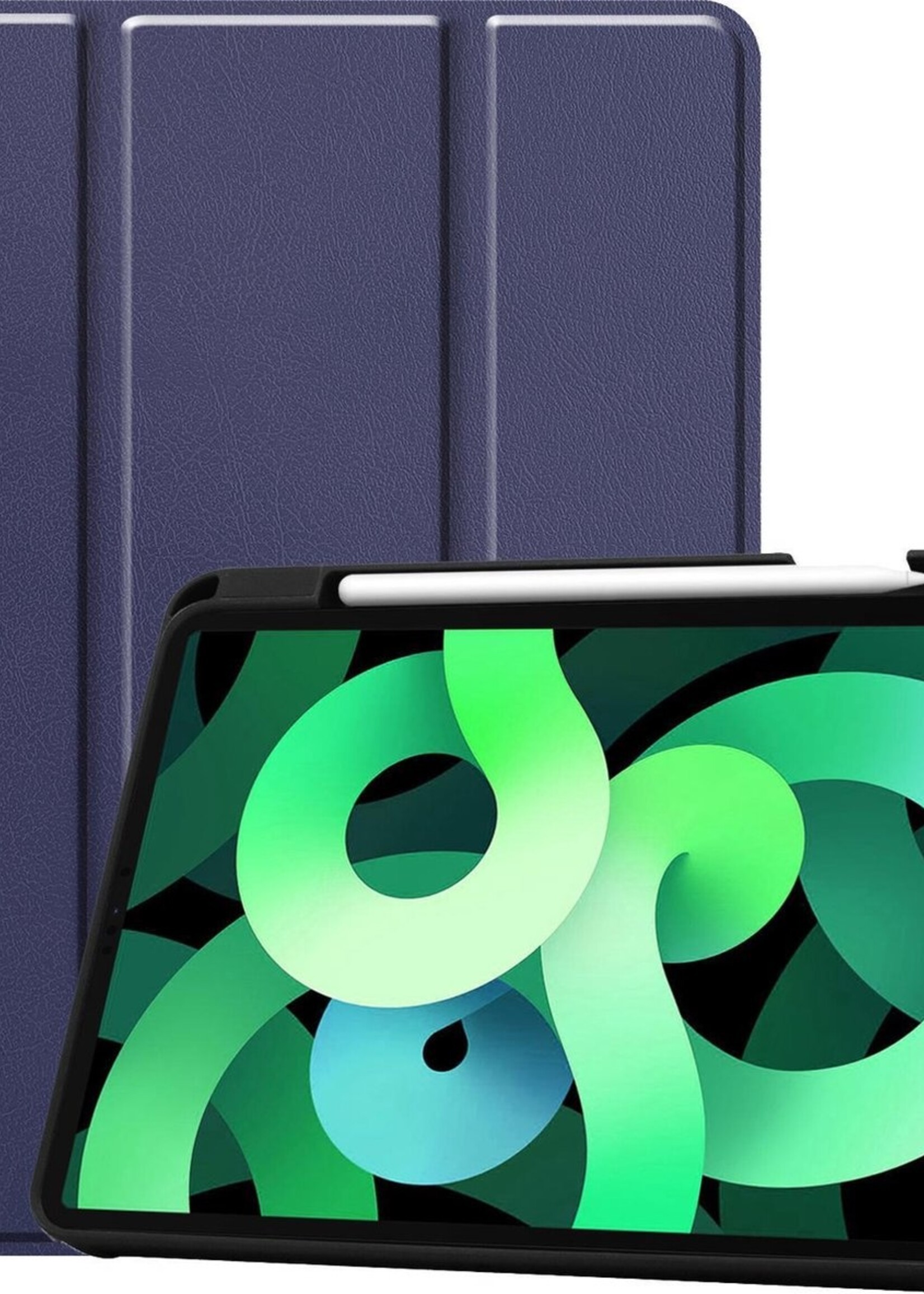 LUQ Hoes Geschikt voor iPad Air 2020 Hoes Luxe Hoesje Case Met Uitsparing Geschikt voor Apple Pencil - Hoesje Geschikt voor iPad Air 4 2020 Hoes Cover - Donkerblauw
