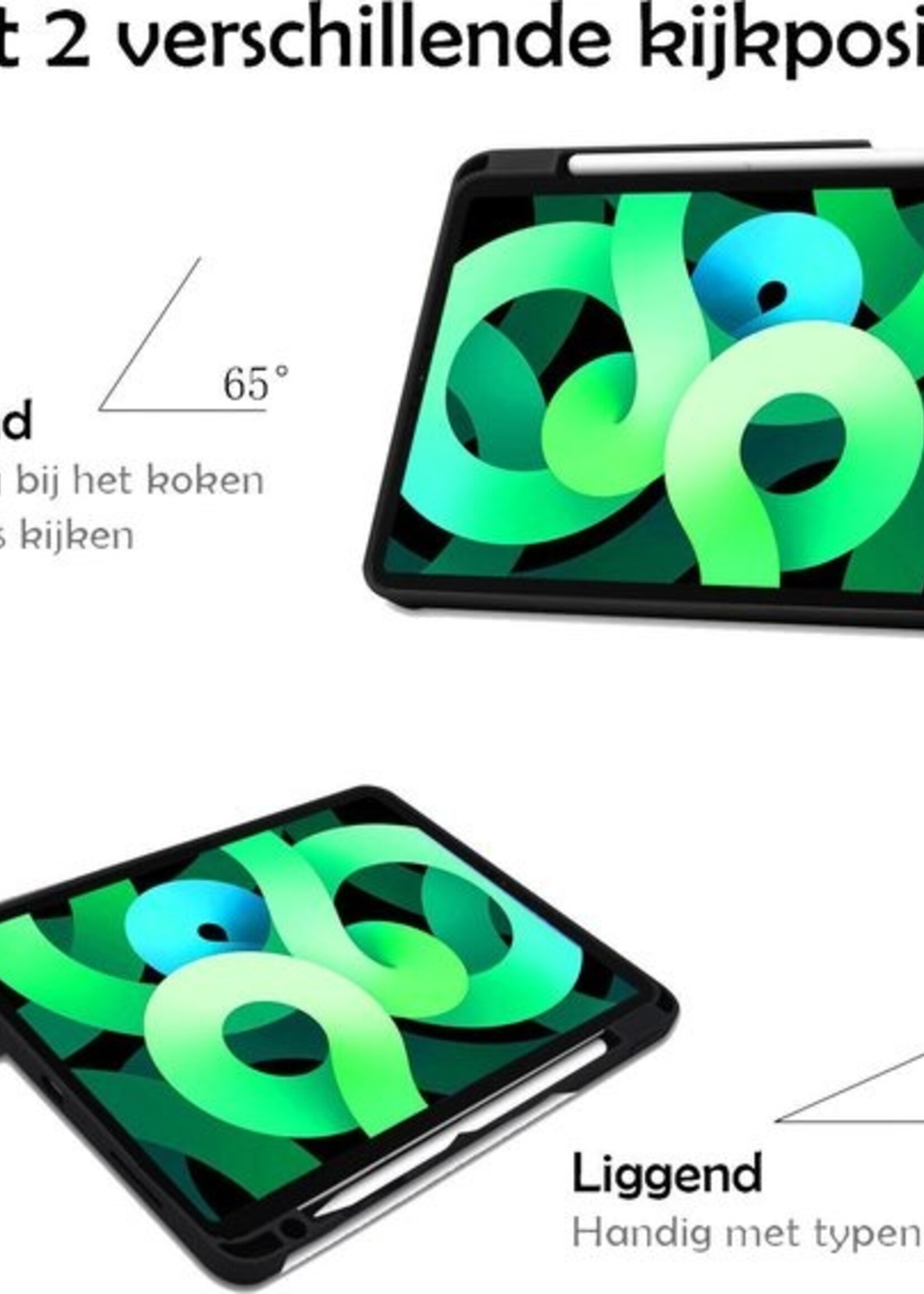 LUQ Hoes Geschikt voor iPad Air 2020 Hoes Luxe Hoesje Case Met Uitsparing Geschikt voor Apple Pencil - Hoesje Geschikt voor iPad Air 4 2020 Hoes Cover - Donkergroen