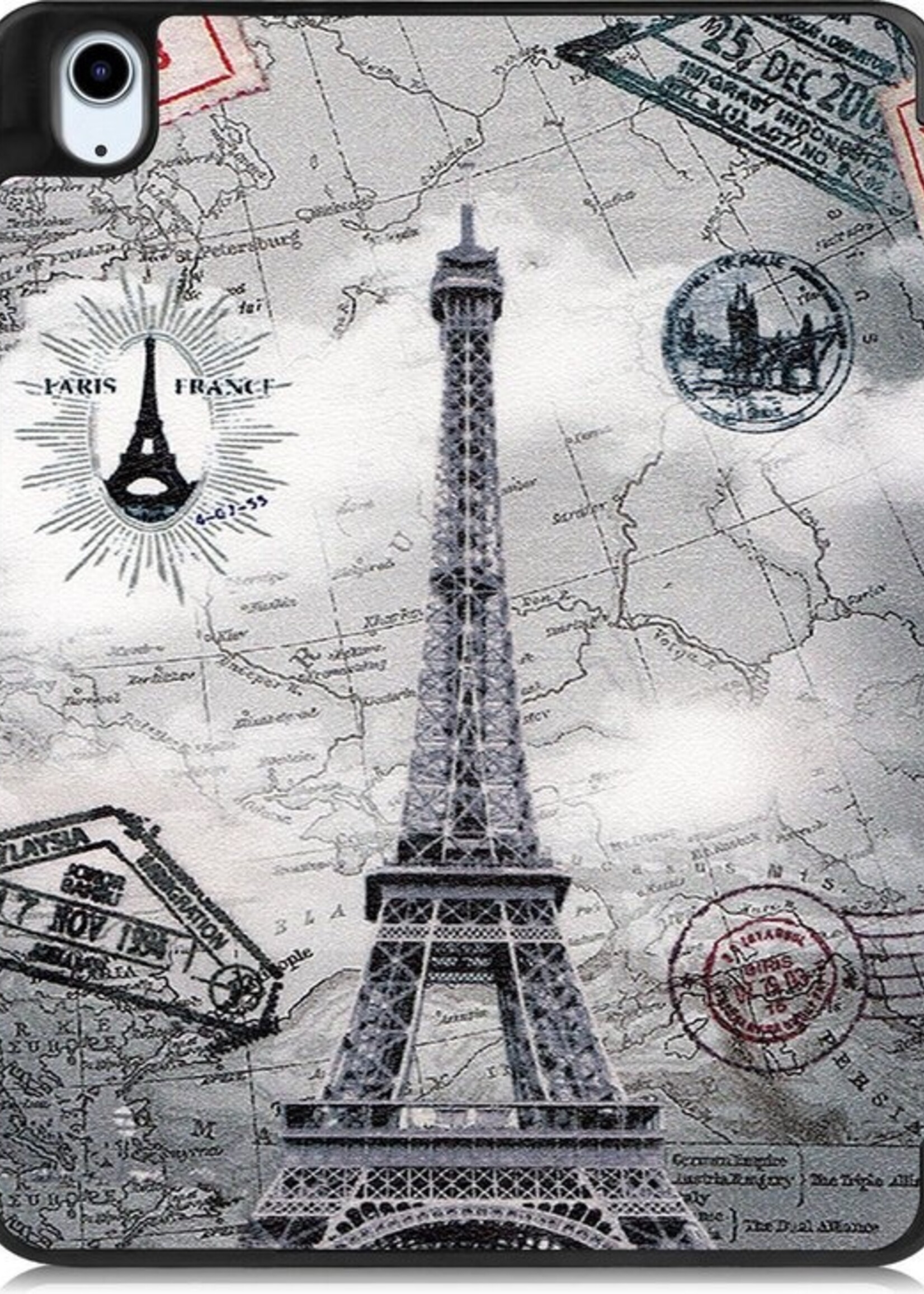 LUQ Hoes Geschikt voor iPad Air 2020 Hoes Luxe Hoesje Case Met Uitsparing Geschikt voor Apple Pencil - Hoesje Geschikt voor iPad Air 4 2020 Hoes Cover - Eiffeltoren