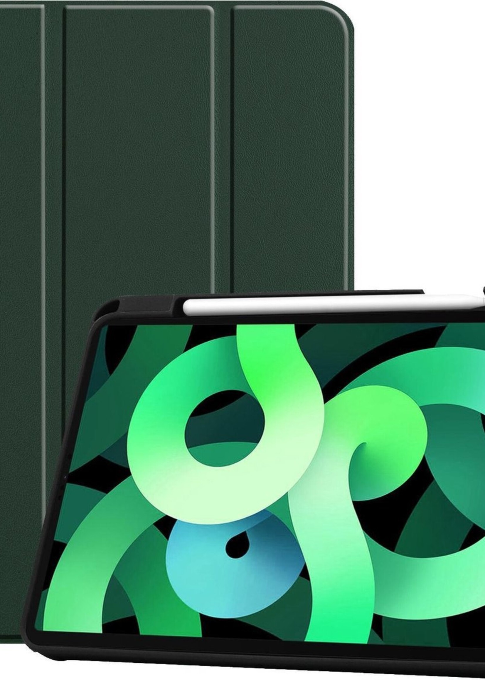 LUQ Hoes Geschikt voor iPad Air 2020 Hoes Luxe Hoesje Case Met Uitsparing Geschikt voor Apple Pencil - Hoesje Geschikt voor iPad Air 4 2020 Hoes Cover - Donkergroen